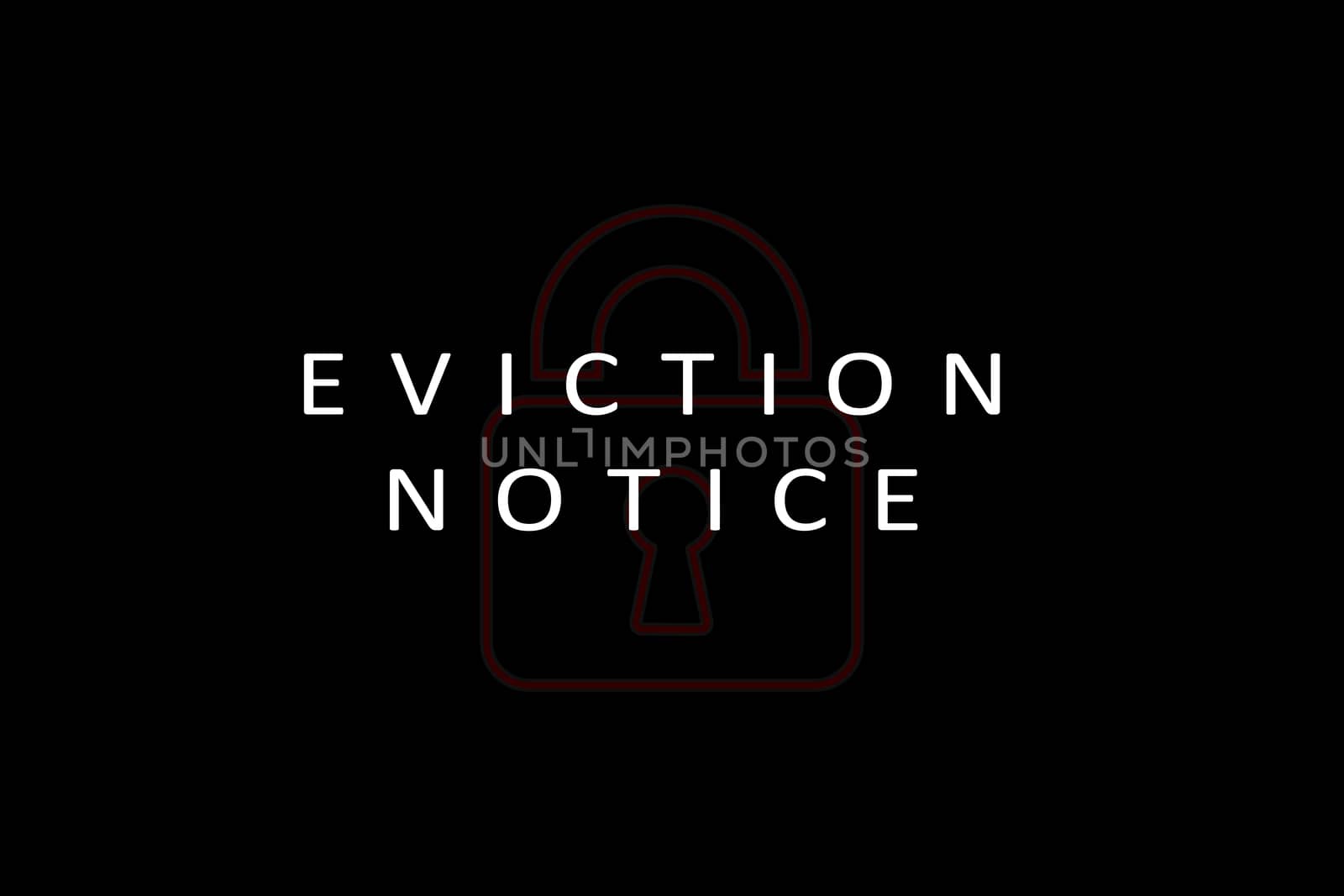 Concept of warning tenant evection showing with tenant notice and lock as background