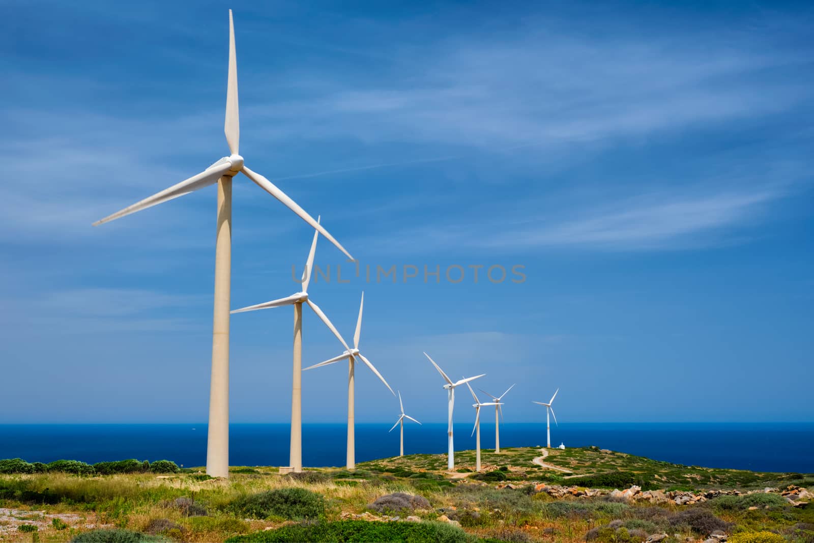 Wind generator turbines. Crete island, Greece by dimol