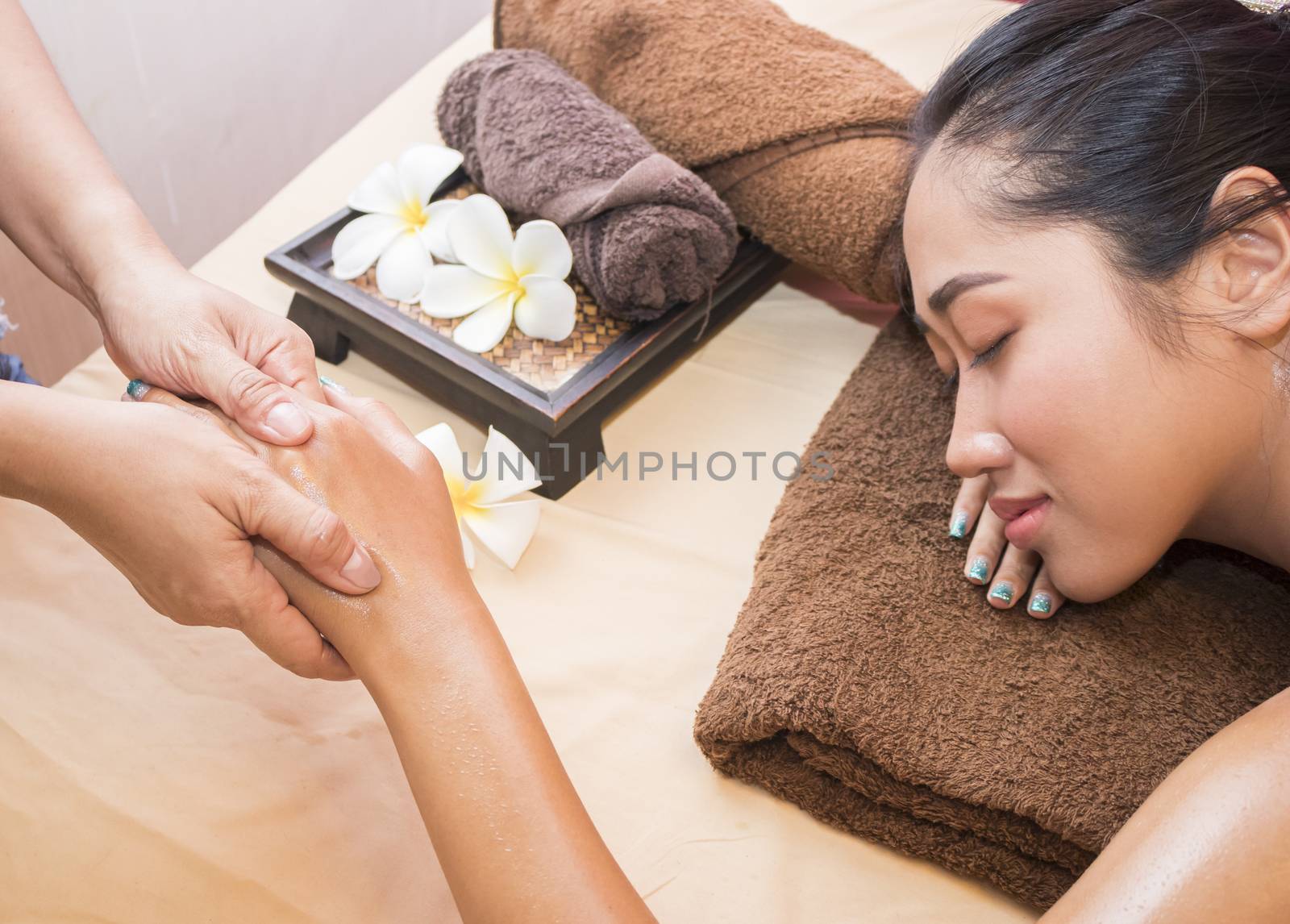 asian woman relaxing with hand massage  by Gobba17