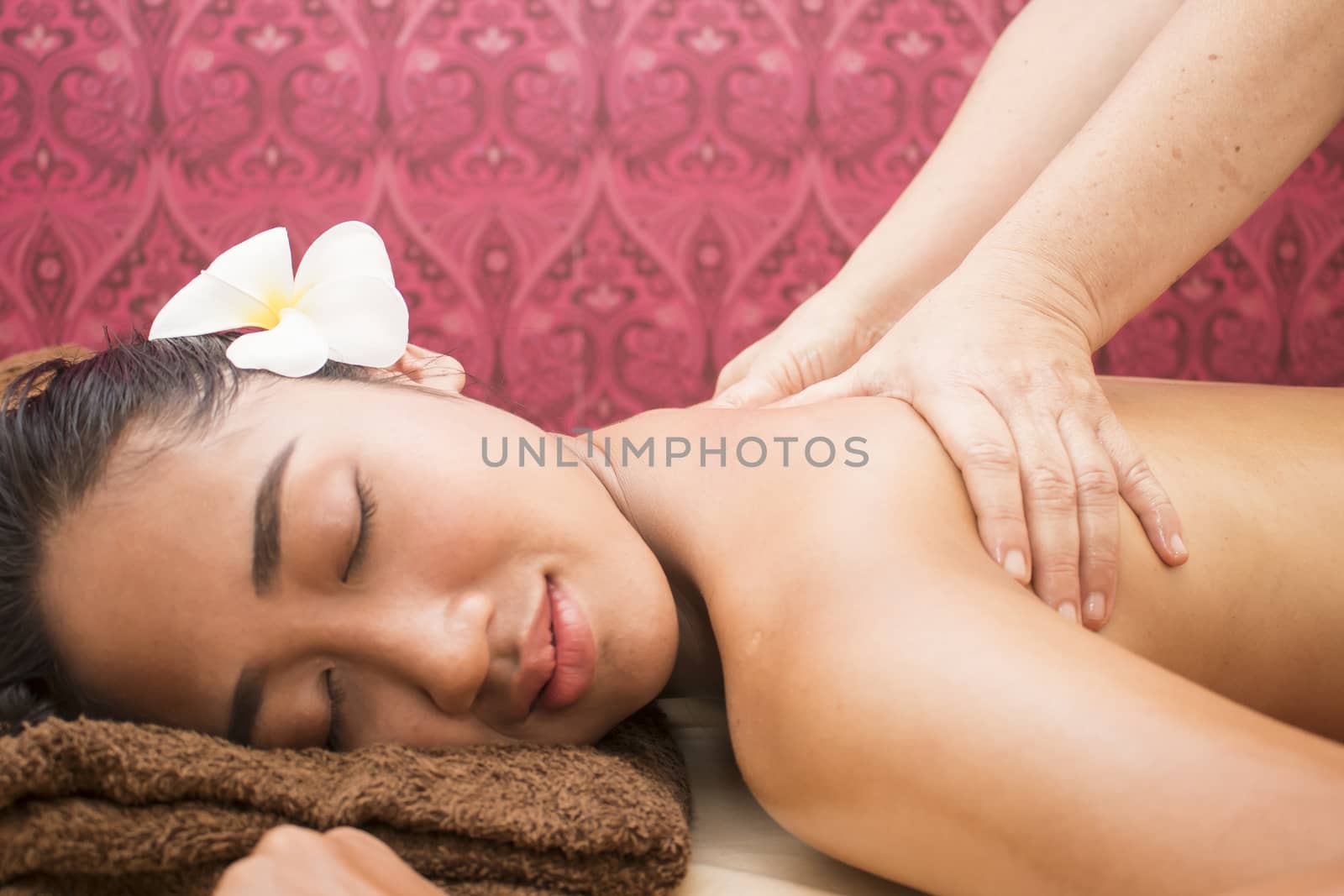 Asian Woman Getting Spa Treatment. Massage by Gobba17