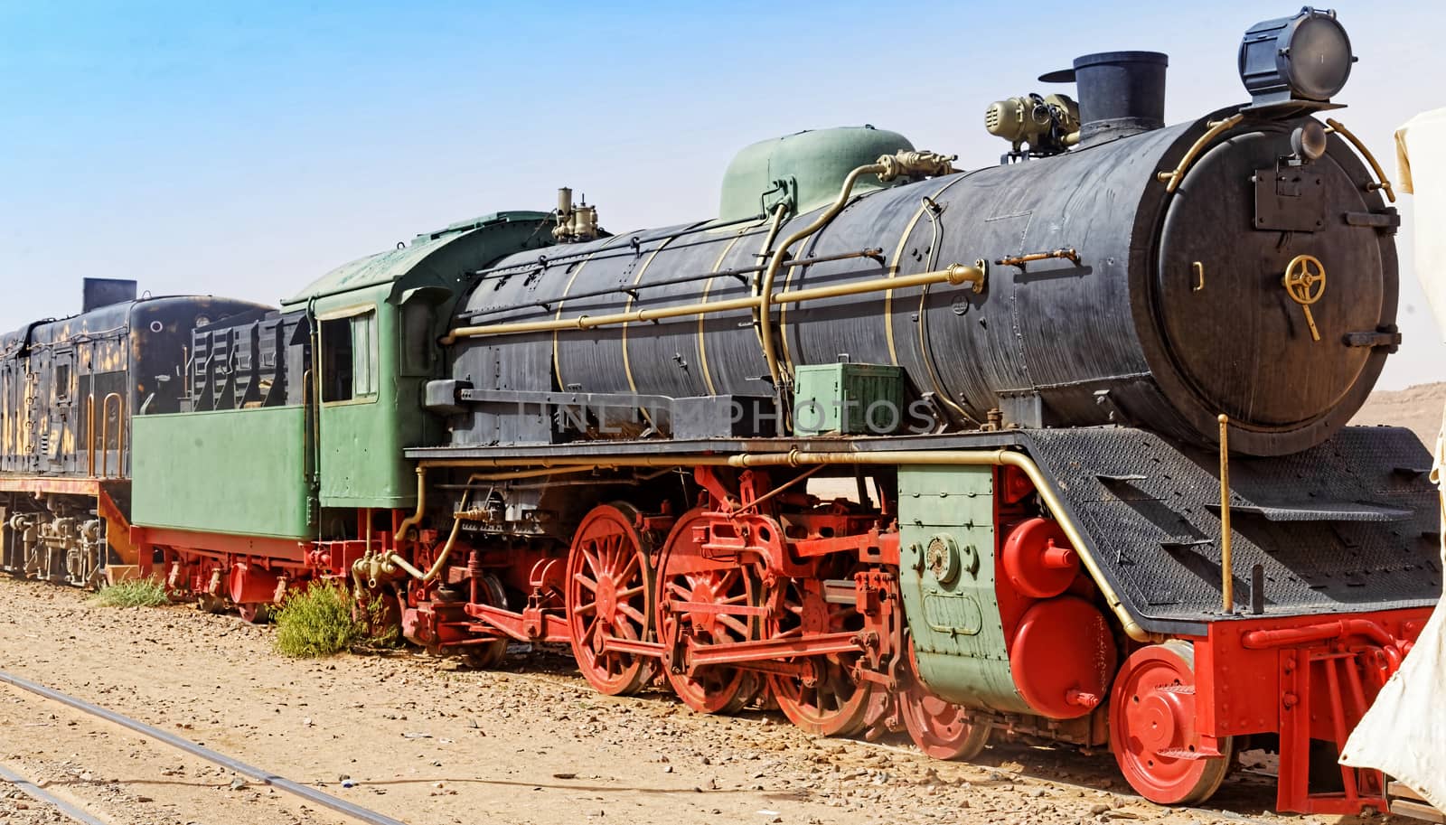 Steam locomotive, still in use, in the desert of Wadi Rum, Jordan by geogif