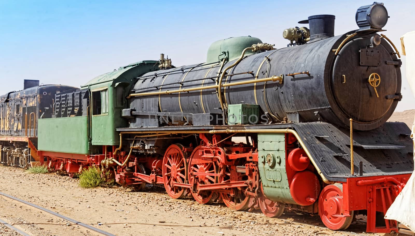 Steam locomotive, still in use, in the desert of Wadi Rum, Jordan, middle east