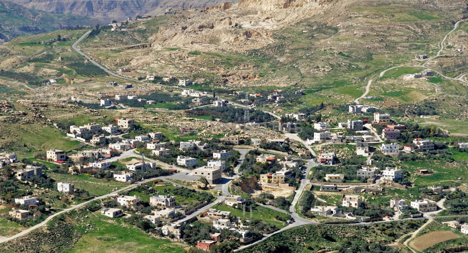 Village suburb of Karak in Jordan, taken from the tower of the crusader castle by geogif