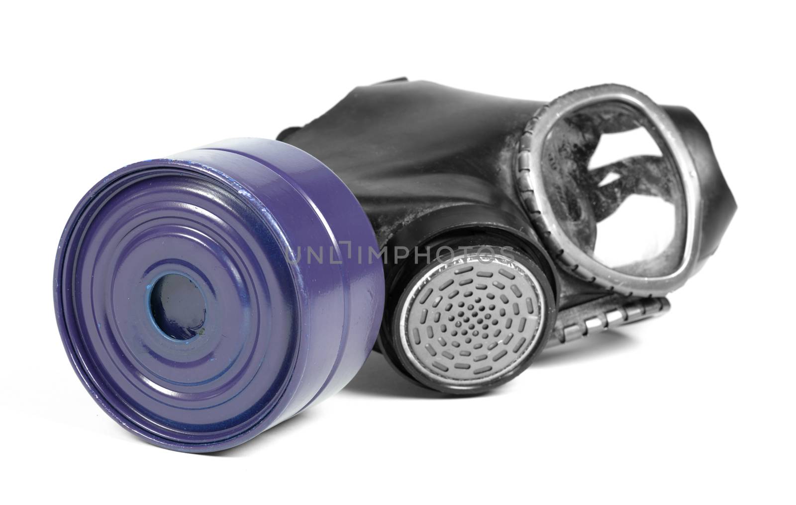 Vintage gasmask isolated on a white background - Purple filter