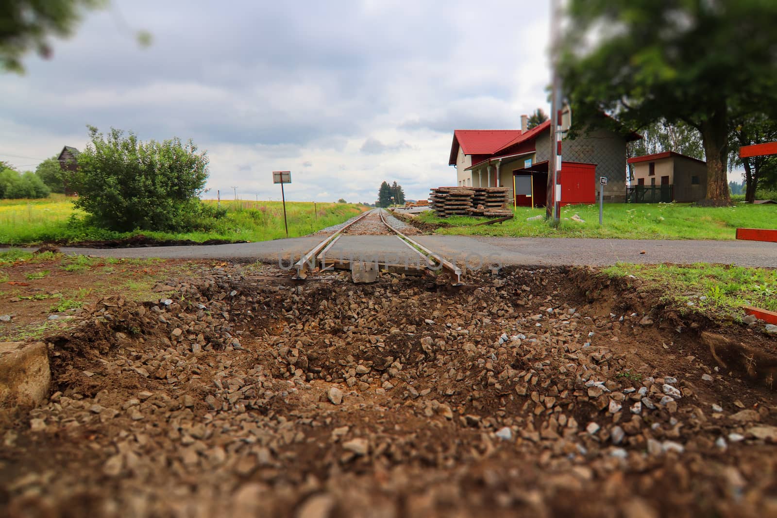 Abandoned railway station and the end of the track