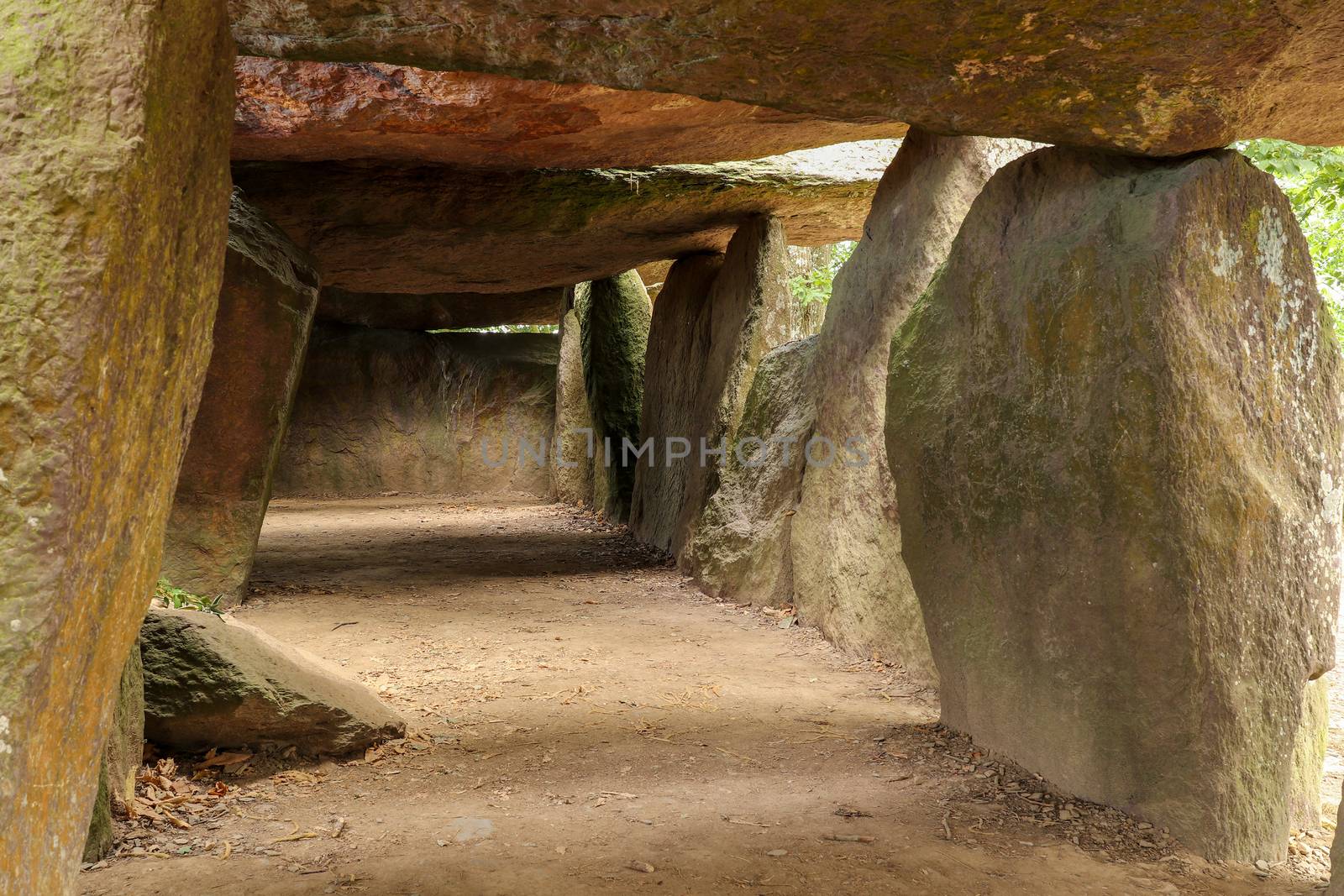 Inside a prehistoric burial chamber or Dolmen La Roche aux Fees by Mibuch