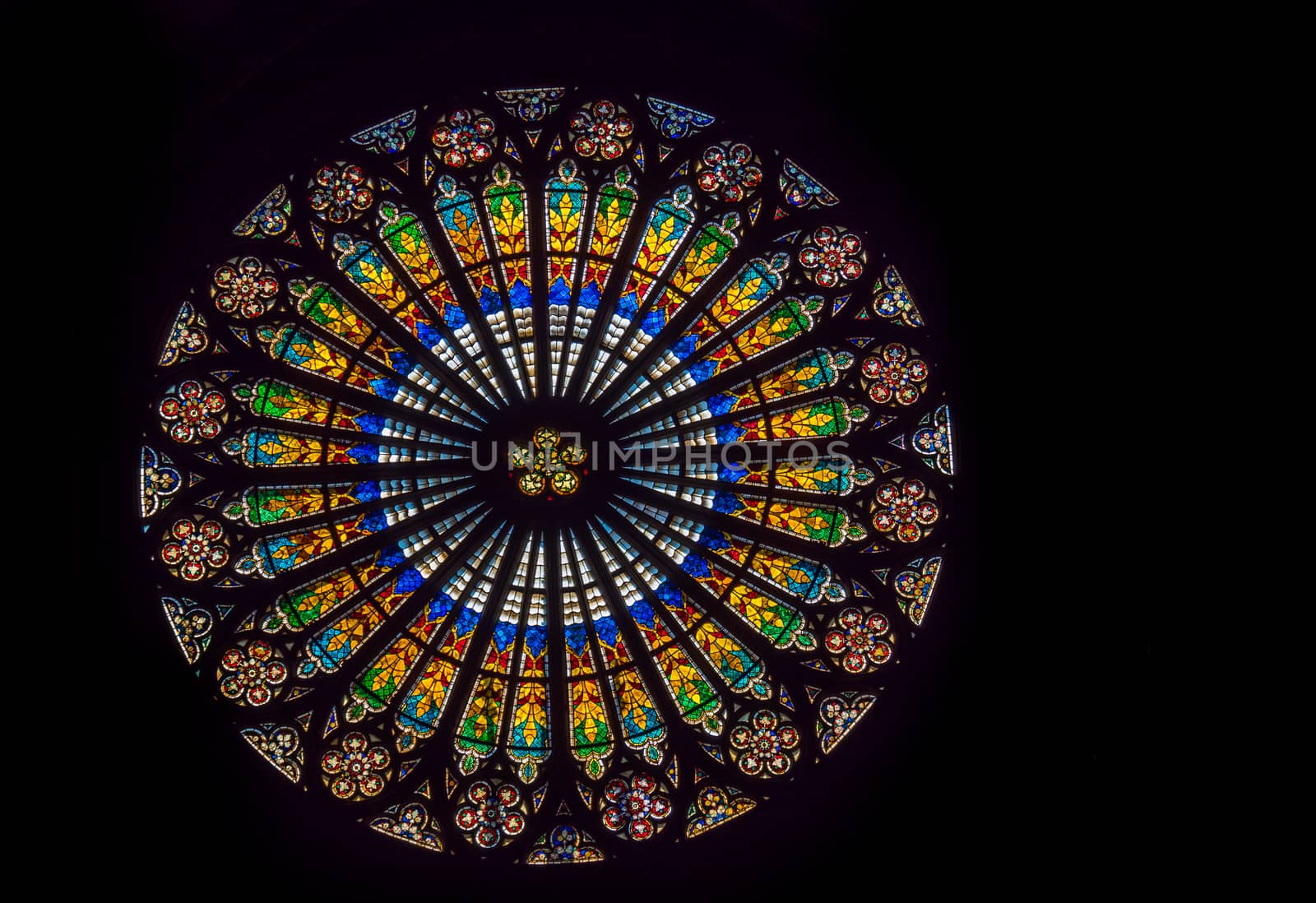 Rose window of Notre dame de Strasbourg in Alsace France