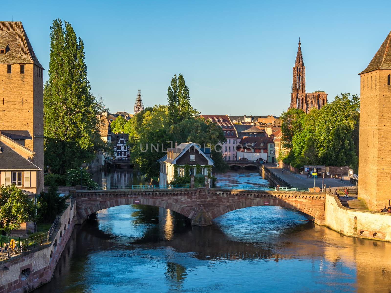 Tourist area "Petite France" in Strasbourg, France and covered bridges