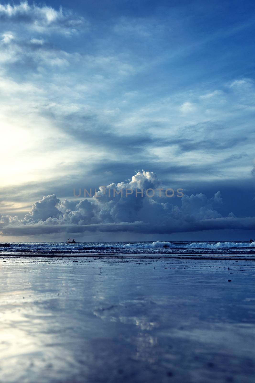 Sunset at Kuta beach in Bali Indonesia