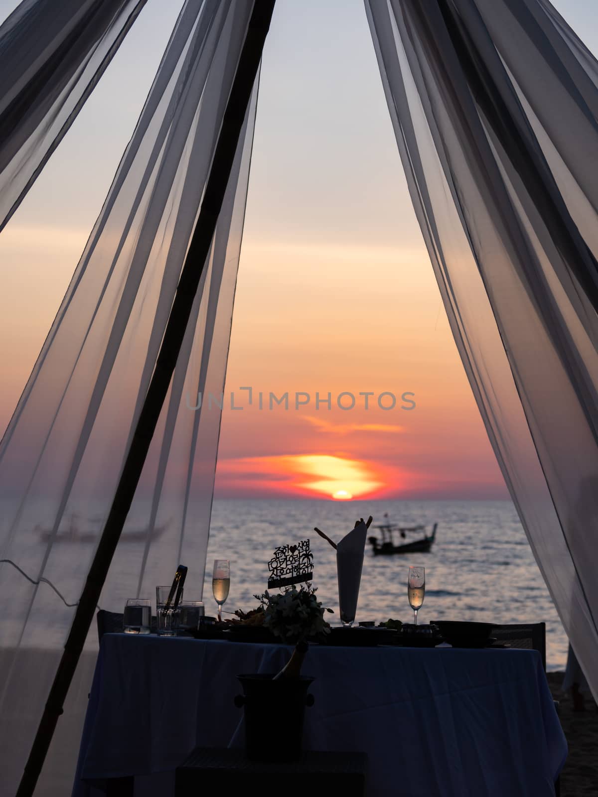 Dinner table at the beach in Bali