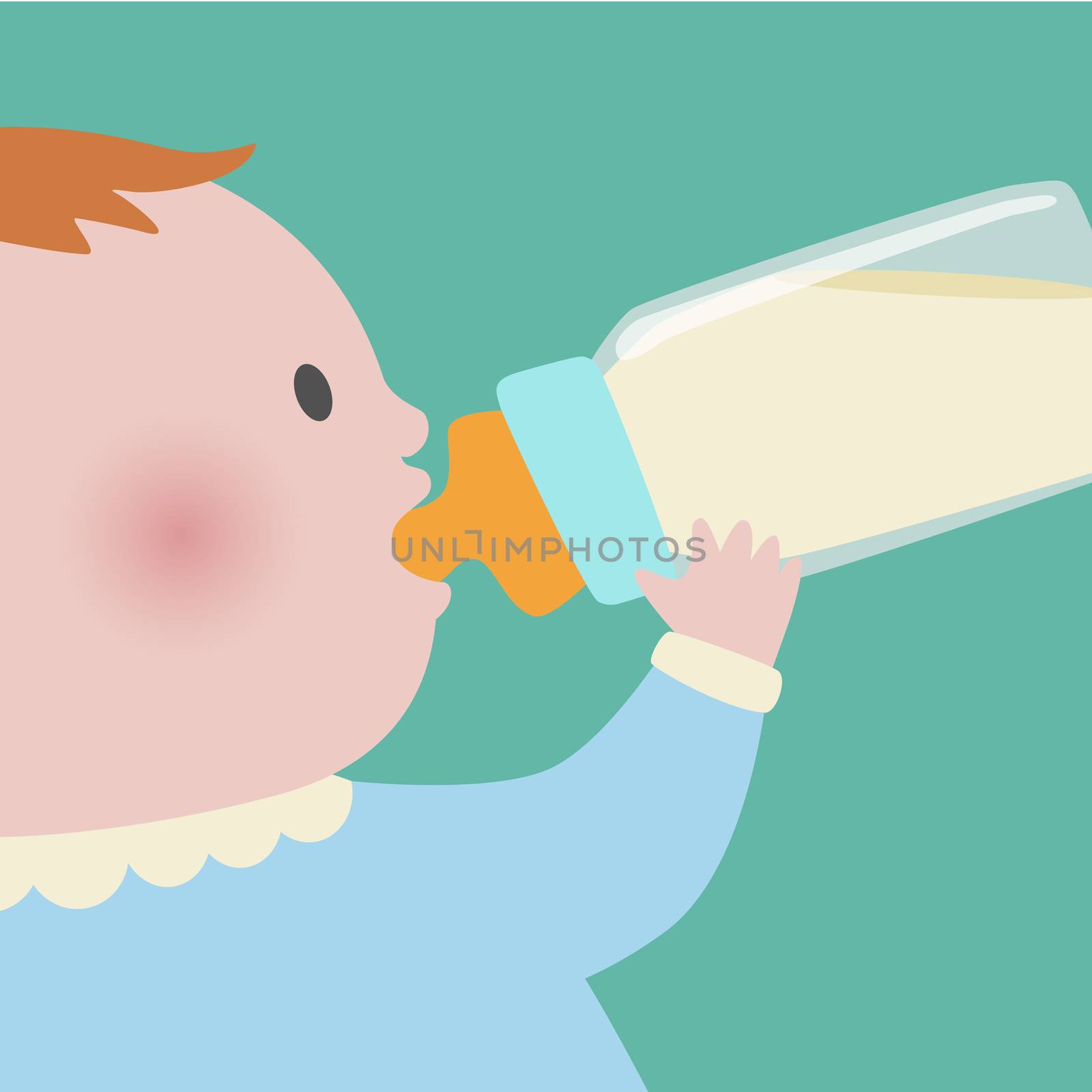 Baby drinking milk from baby bottle by Saeteaw