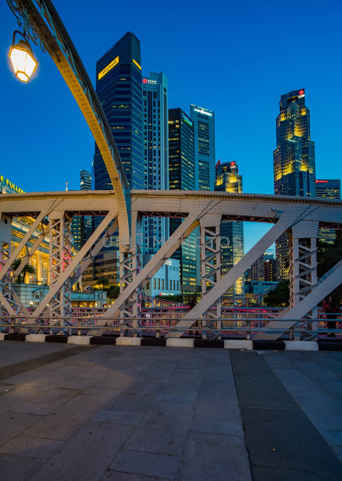 SINGAPORE CITY, SINGAPORE - FEBRUARY 5, 2019: View at the Anderson Bridge, The bridge was completed in 1910.