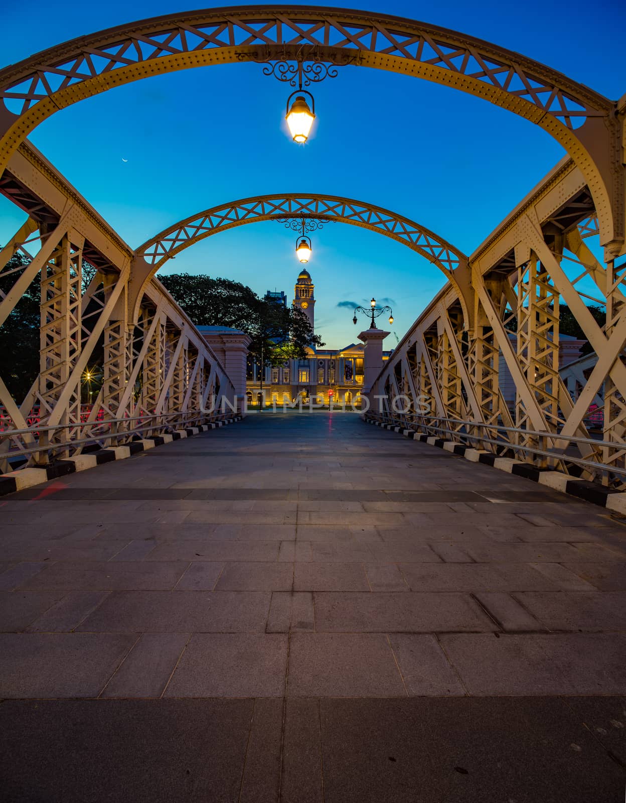 View at the Anderson Bridge in Singapore, The bridge was completed in 1910.