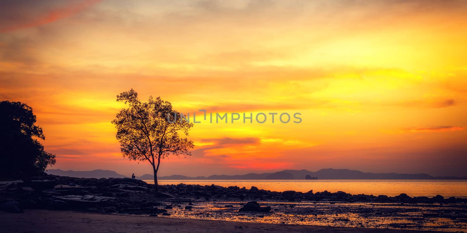 Klong Muang beach on sunset Krabi province