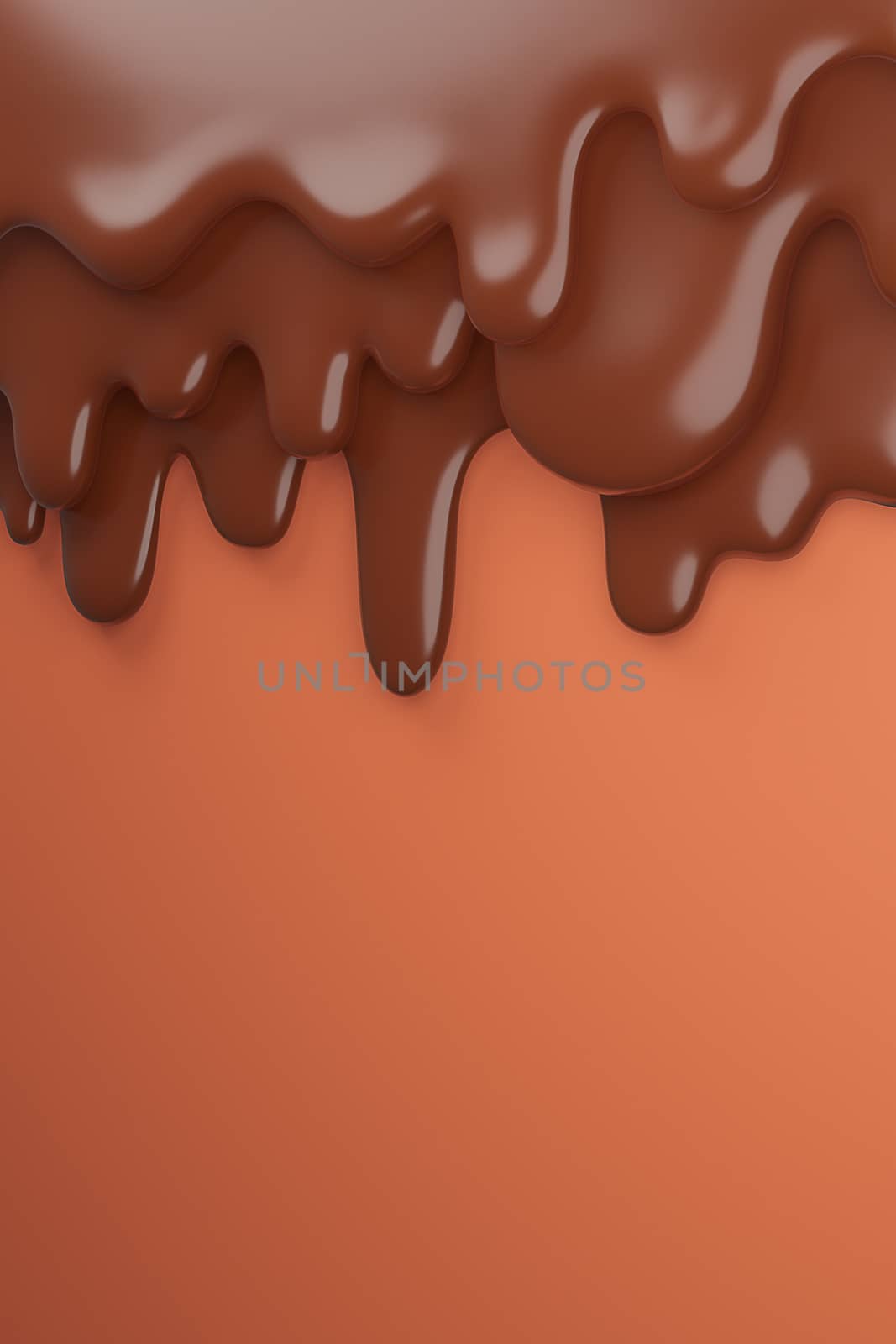 Melted milk brown chocolate flow down.,3d model and illustration. by anotestocker