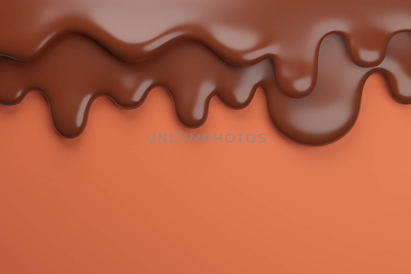 Melted milk brown chocolate flow down.,3d model and illustration. by anotestocker