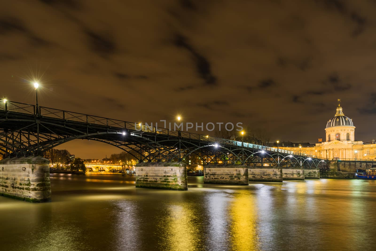 Paris Seine riverside  at night