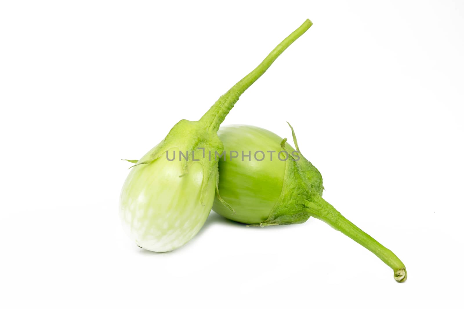 Thai Style, white eggplant on white background, Used as a component of Thai food.