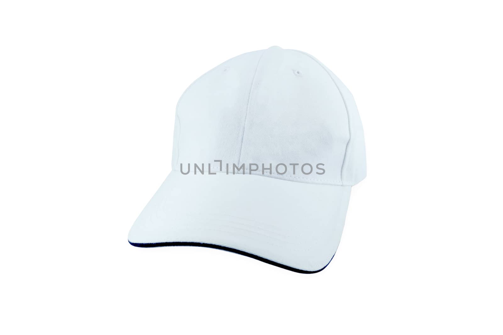 White Baseball Hat Isolated on White Background.