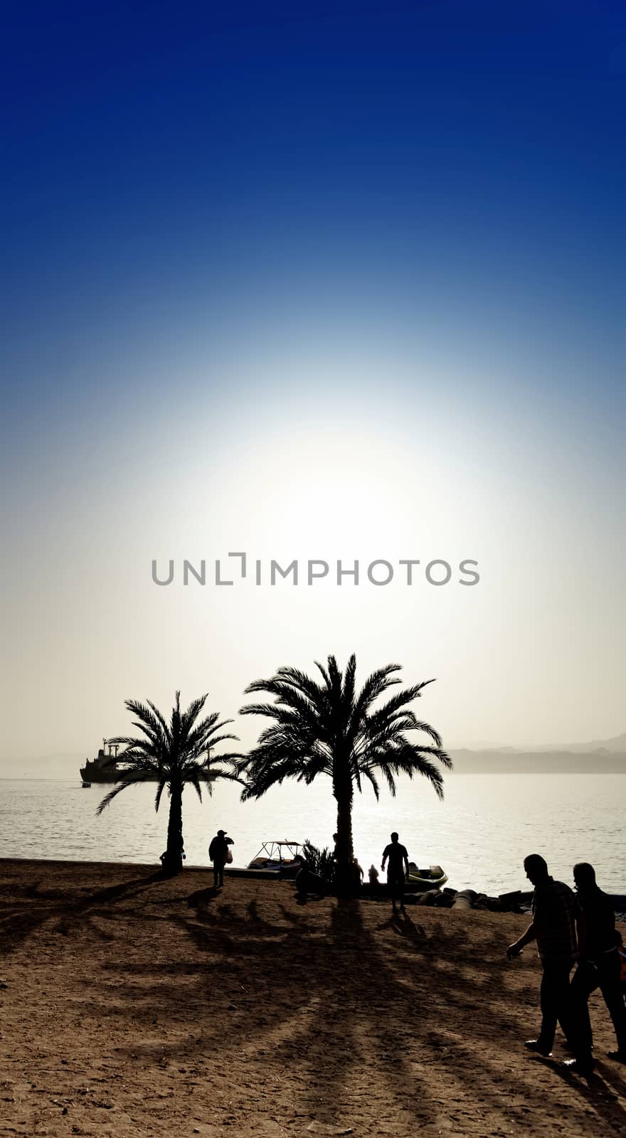 Beach of Aqaba in the last rays of the first spring sun, abstractly developed by geogif