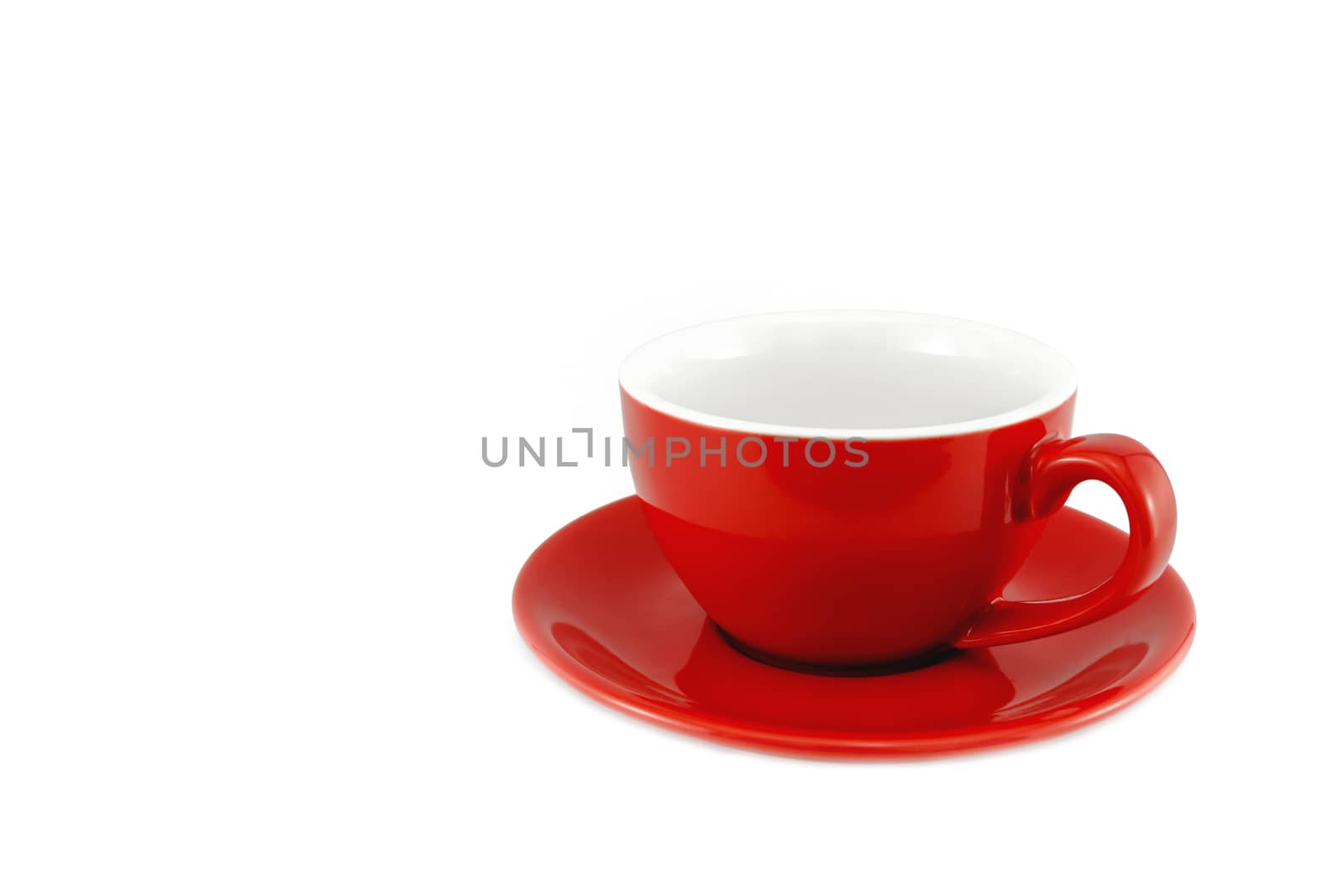 Red cup coffee on a white background, with clipping path