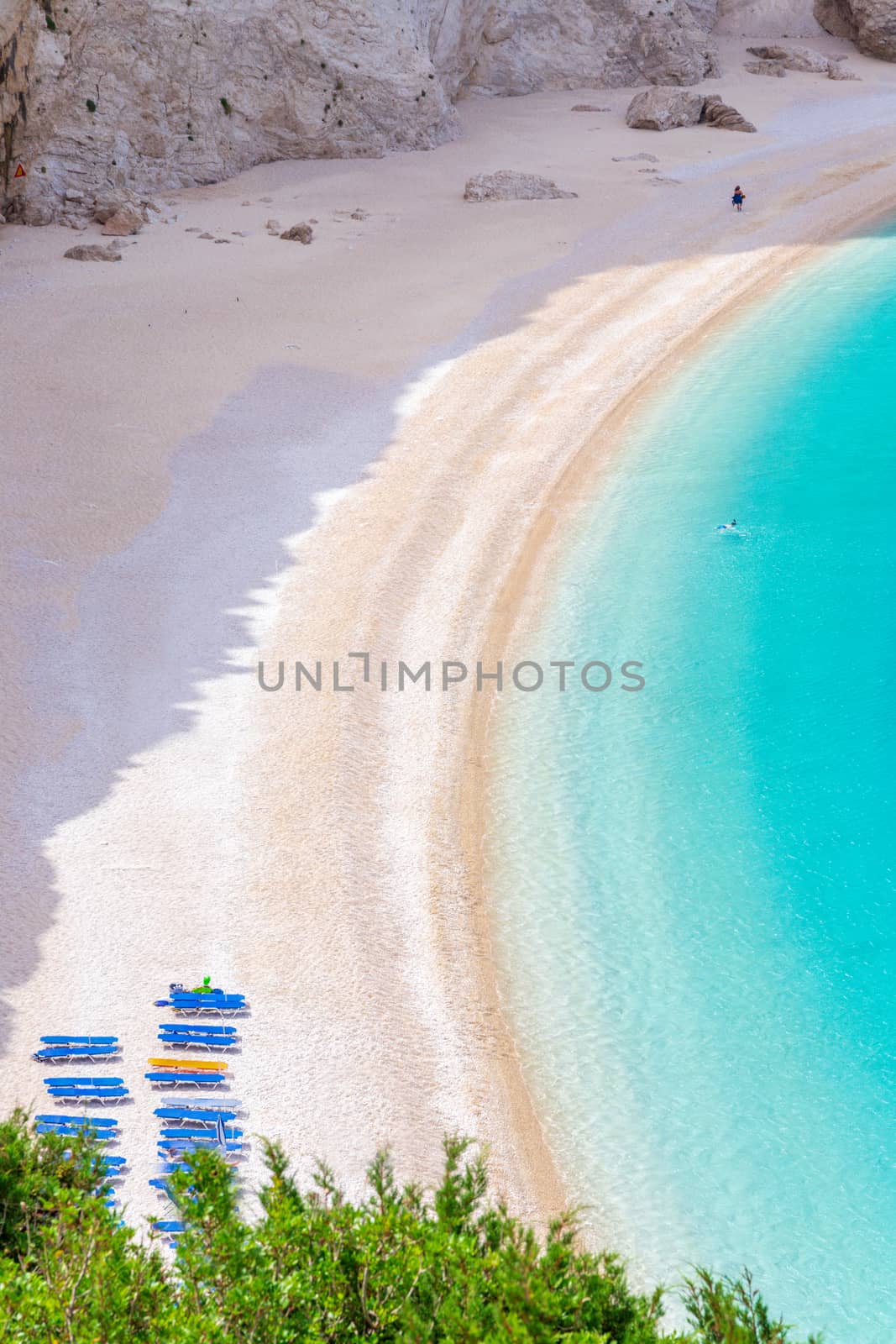 The famous and exotic Porto Katsiki beach on the island of Lefkada, Greece