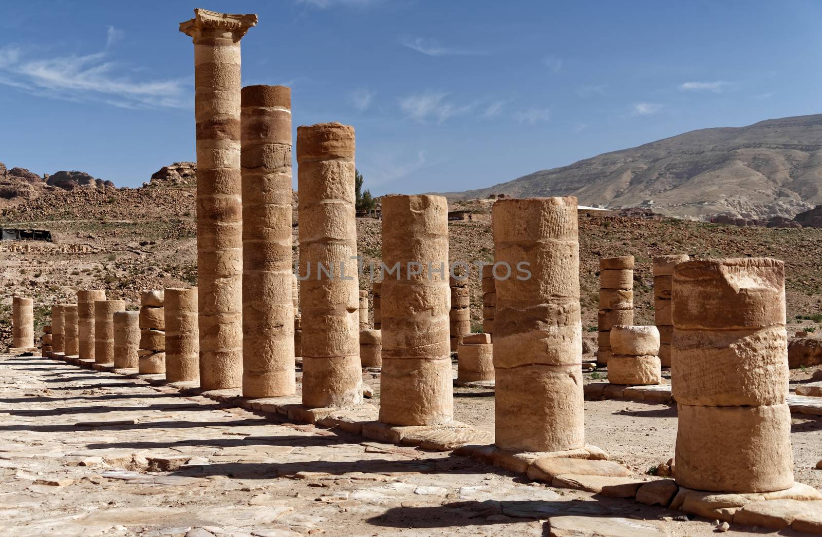 Pillars of the Romans in the Necropolis of Petra, Jordan, middle east