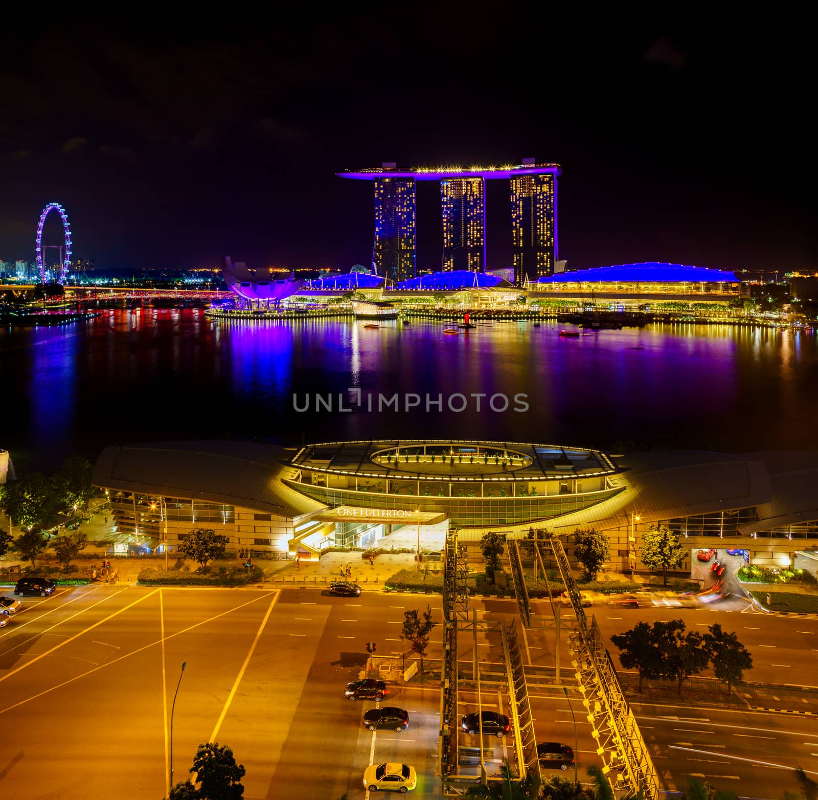 SINGAPORE CITY, SINGAPORE - APRIL 22, 2018: Marina Bay Sands at night the largest hotel in Asia. It opened on 27 April 2010. Singapore on April 22, 2018