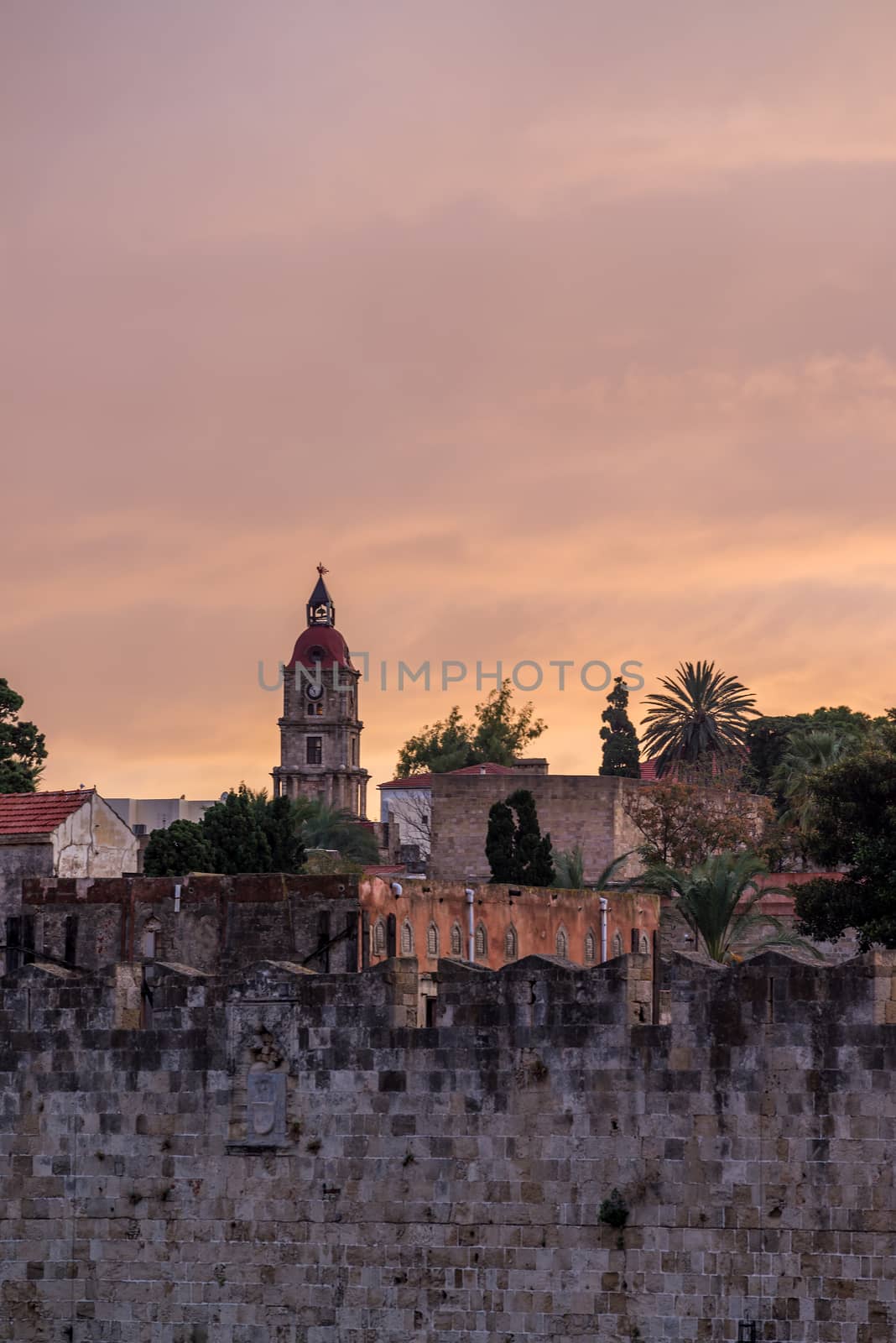 Medieval Castle of the Knights old town of Rhodes Island Greece