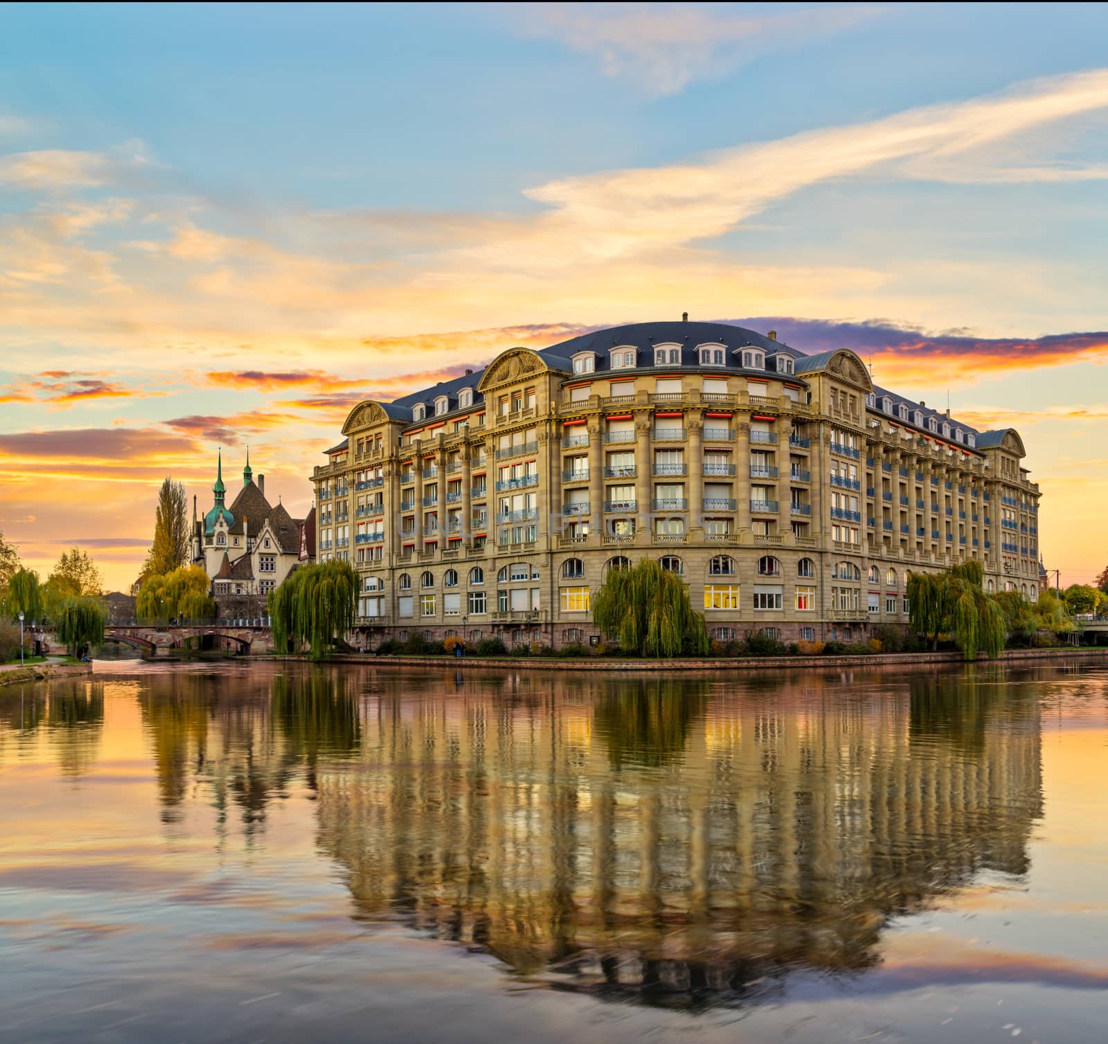 View of Strasbourg France by the Ill River 