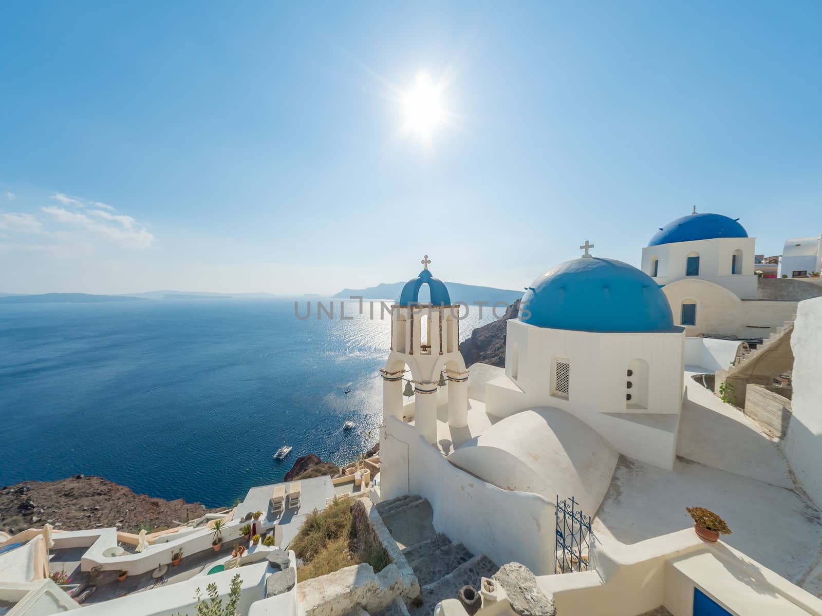 View on Oia in Santorini island Greece