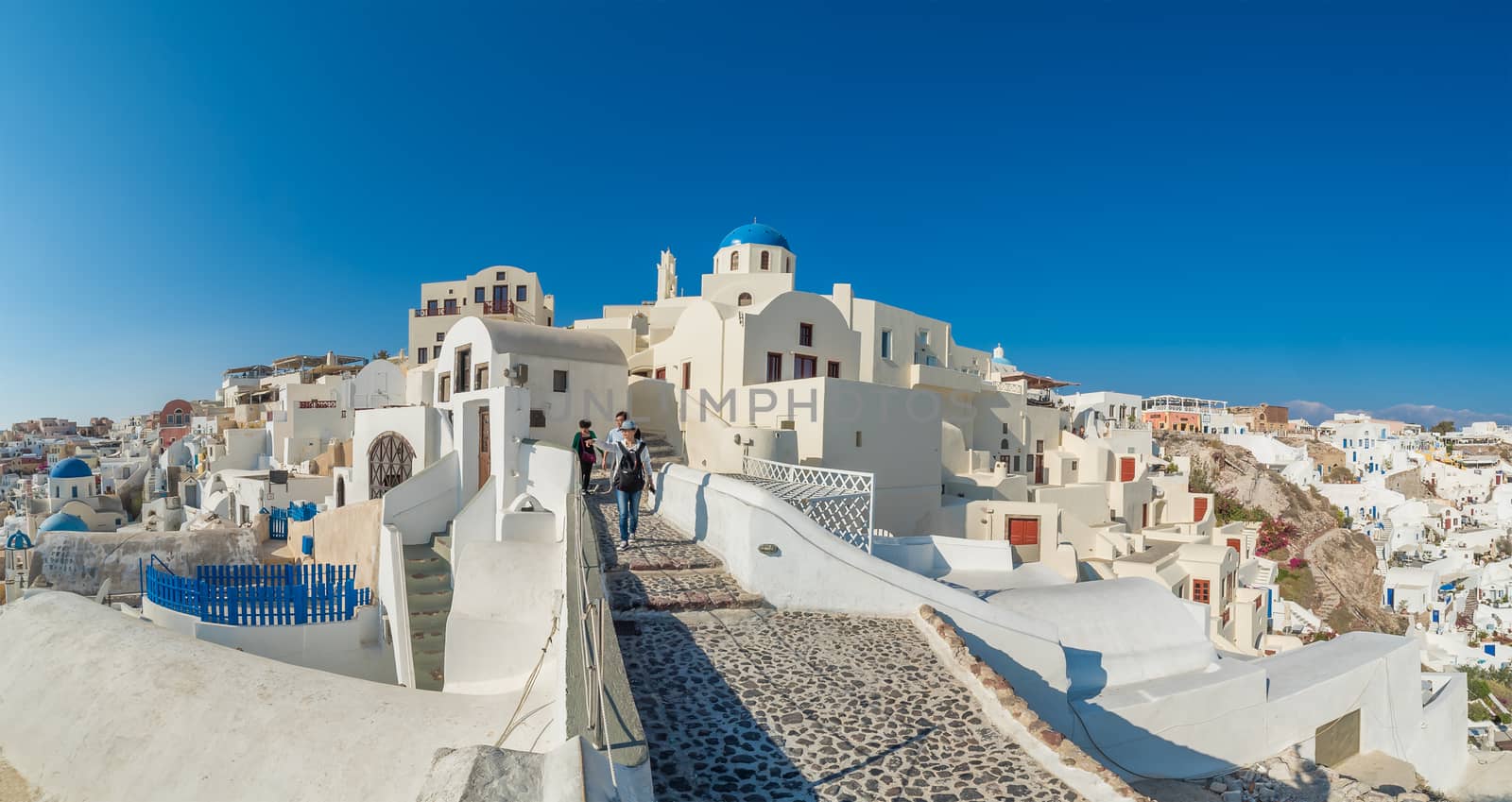 View on Oia in Santorini island Greece