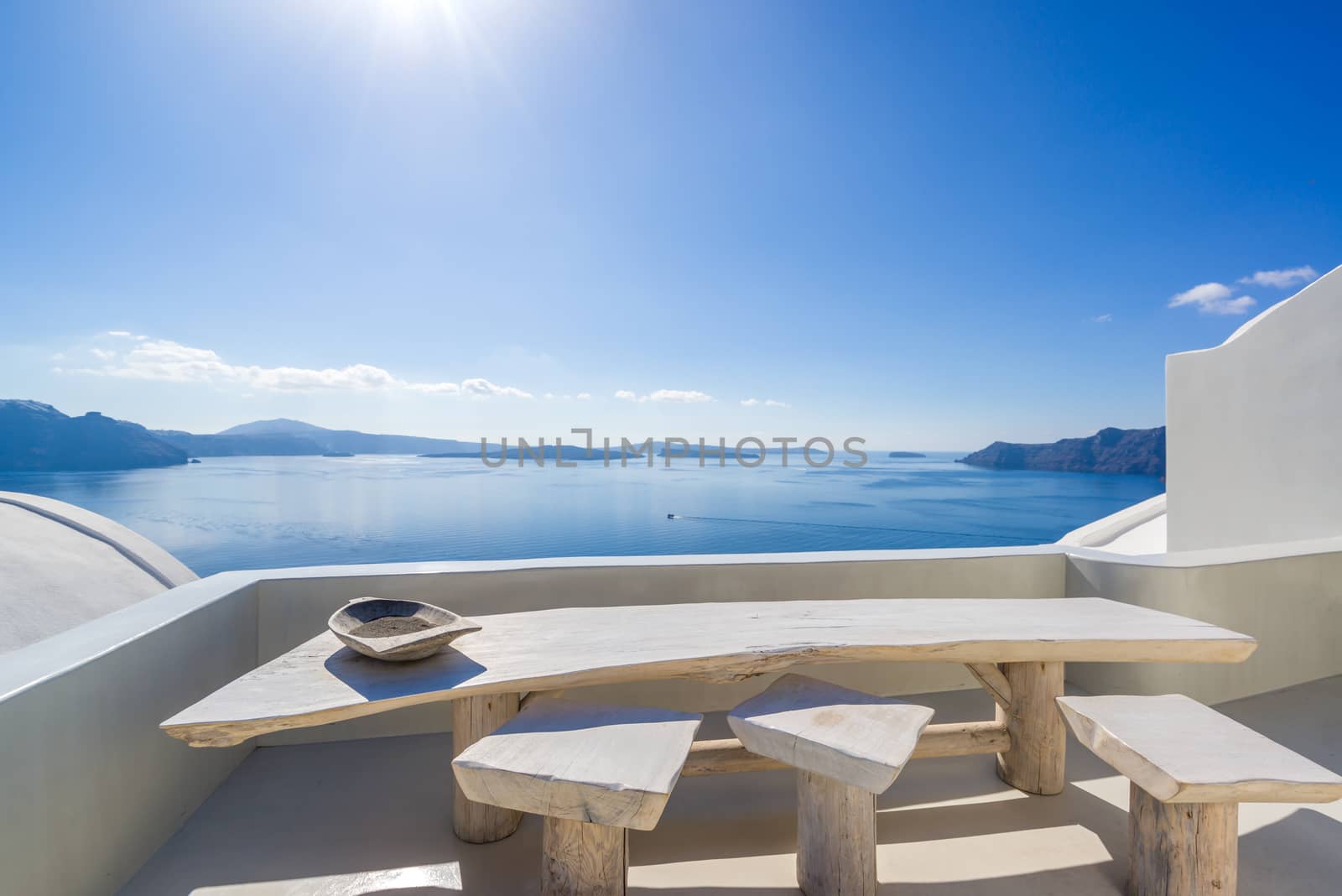 View on Oia in Santorini island Greece