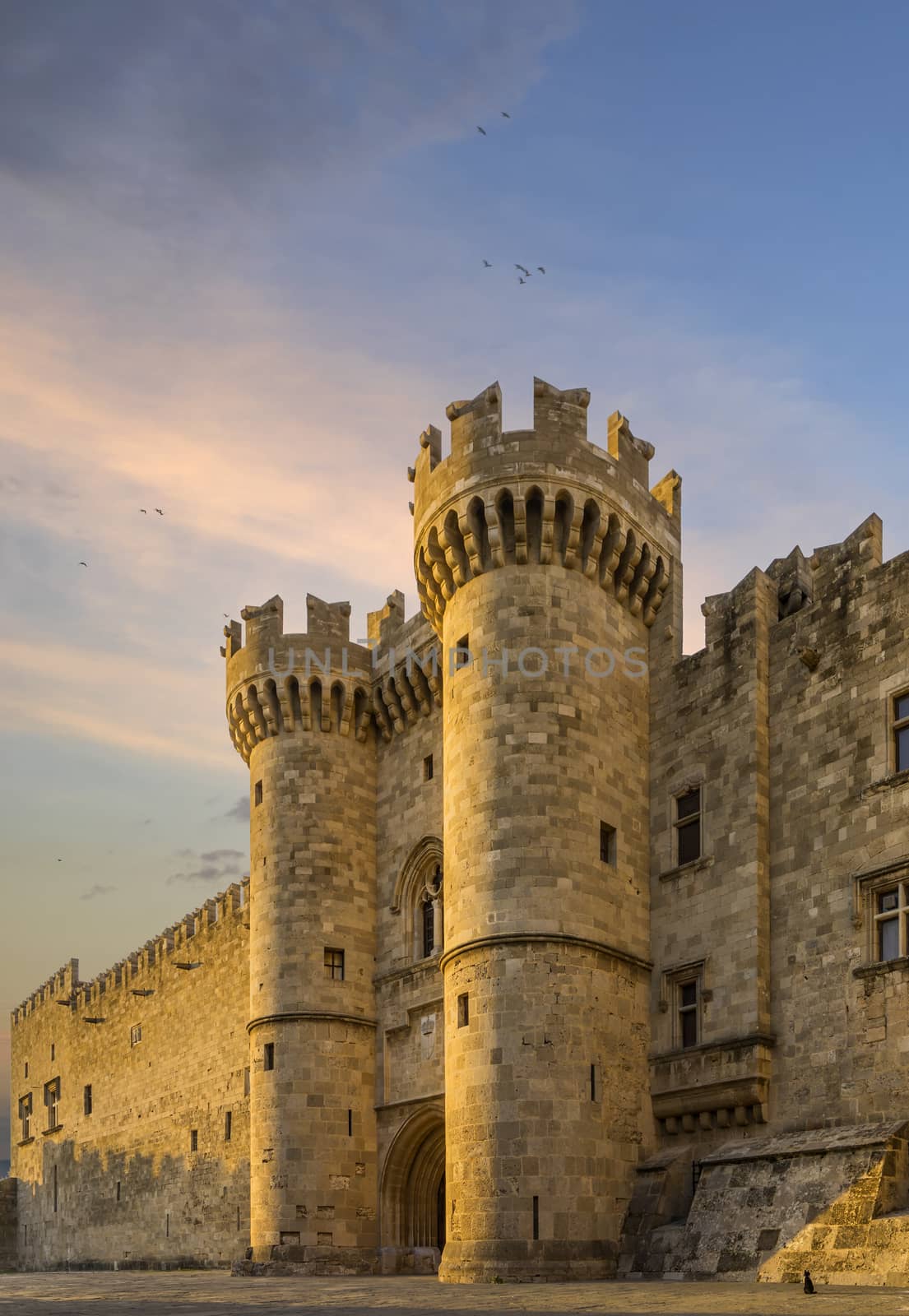 The old medieval  town of Rhodes in Greece the Grand Master Palace