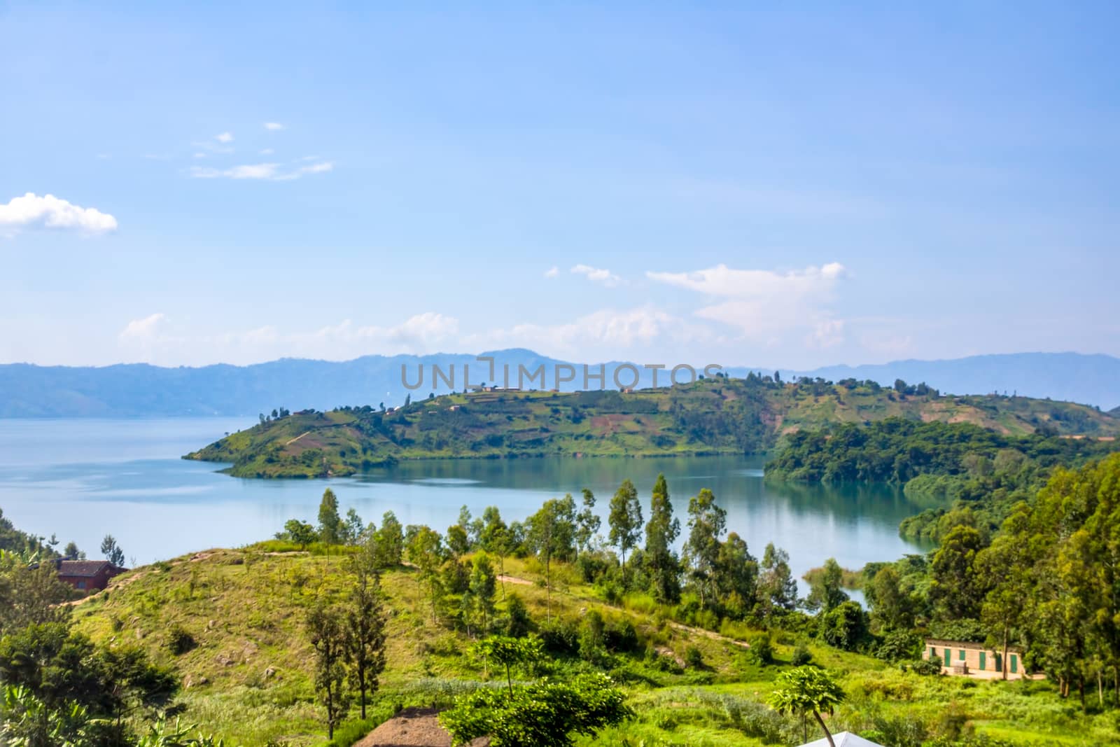 Lake Kivu, one of the largest of the African Great Lakes, In Rwanda