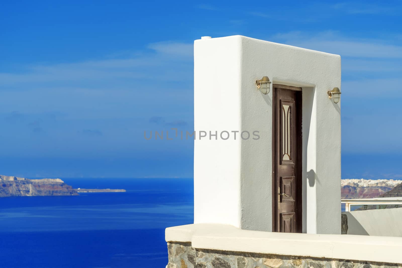 View on Oia in Santorini island Greece