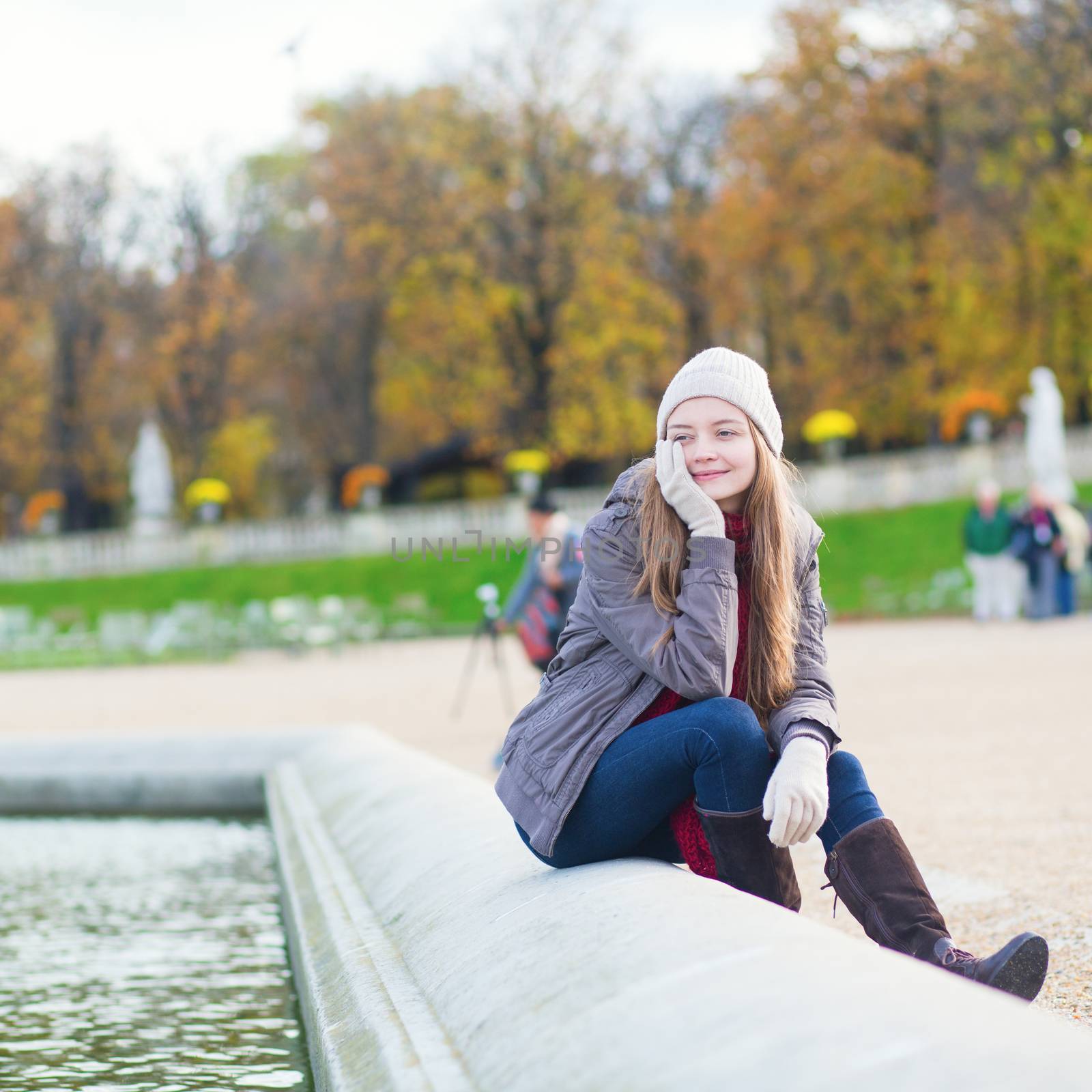 Young Parisian girl in the Luxembourg garden