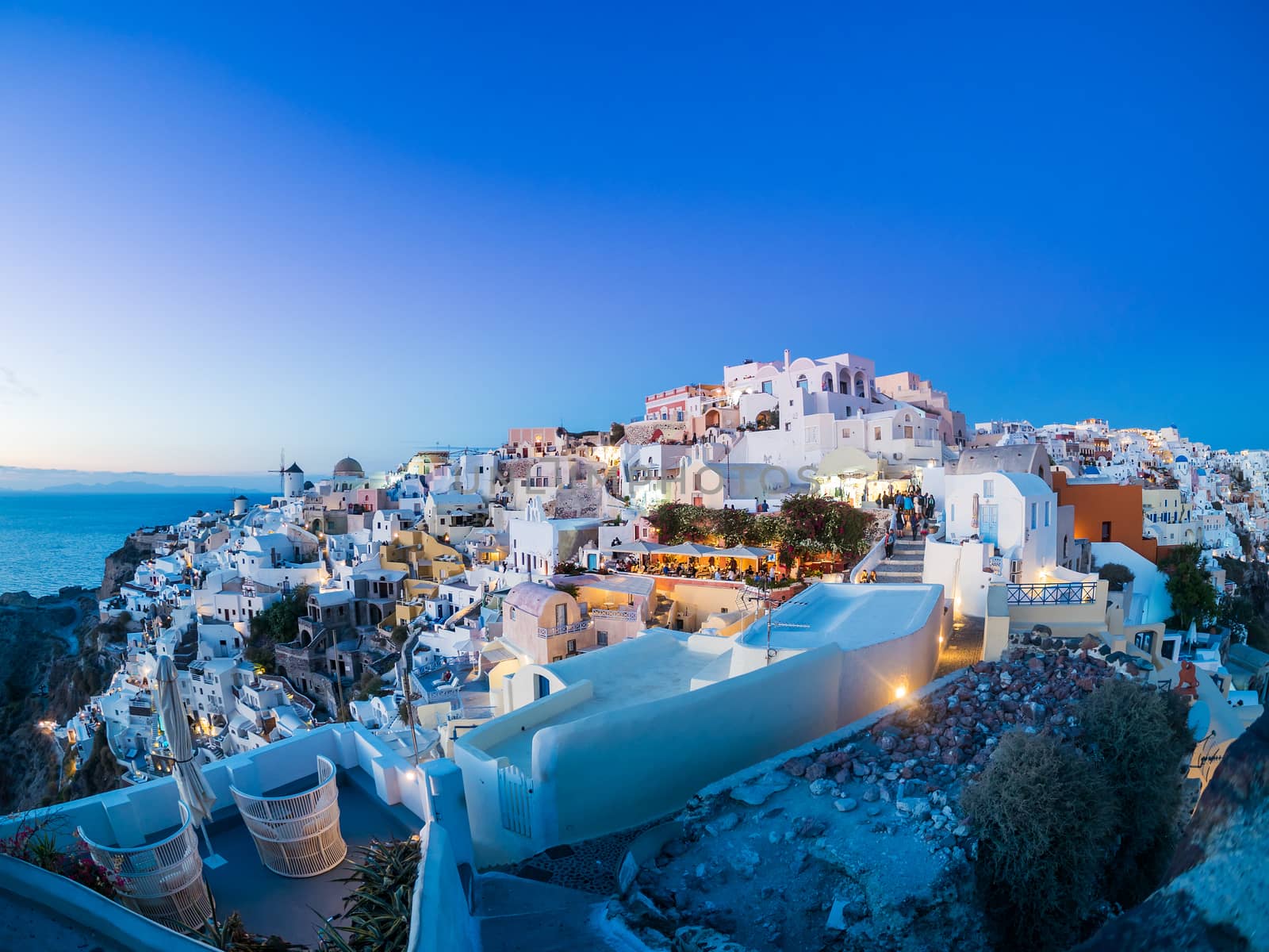 Oia village at sunset, Santorini island, Greece