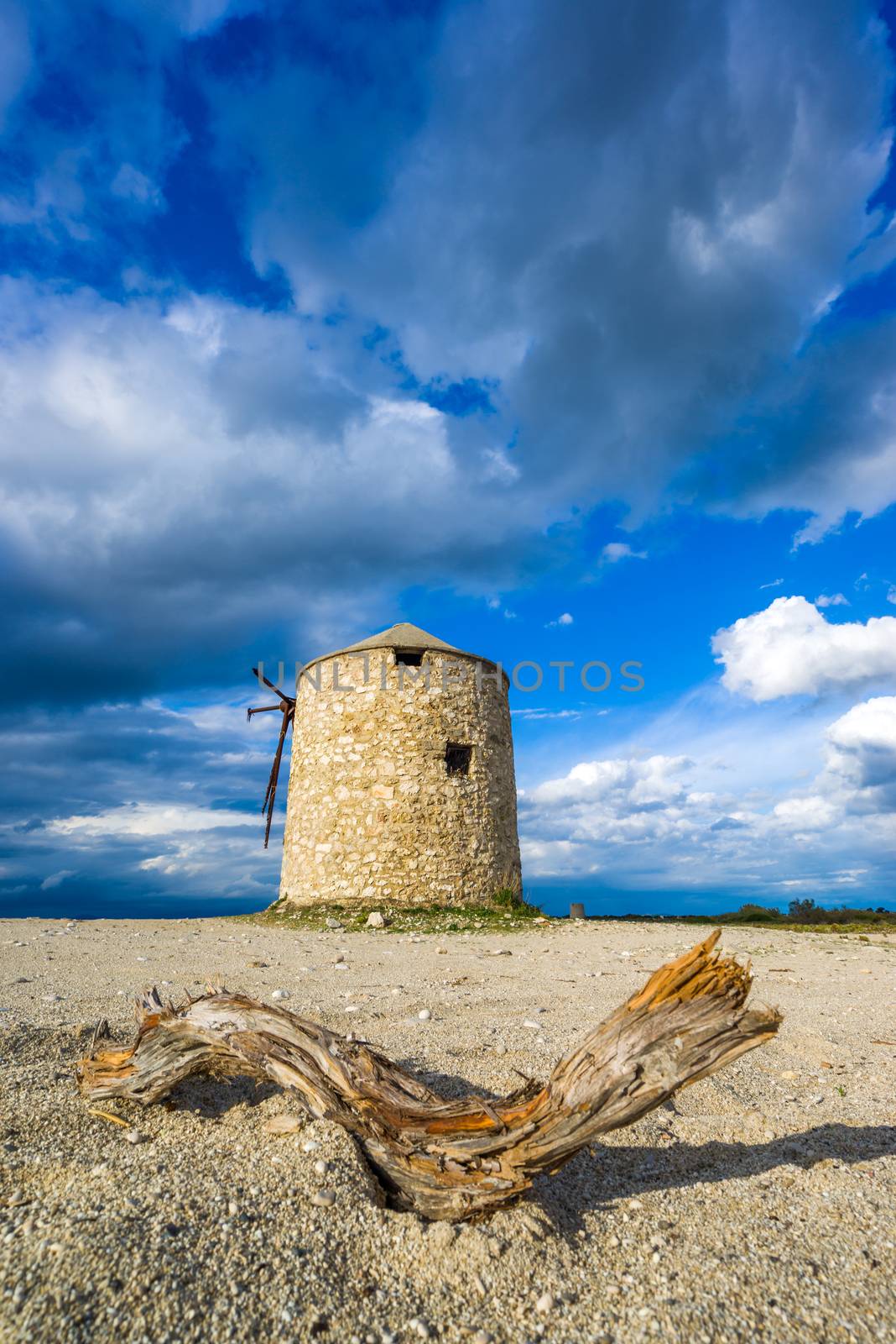 Old windmill ai Gyra beach, Lefkada Greece