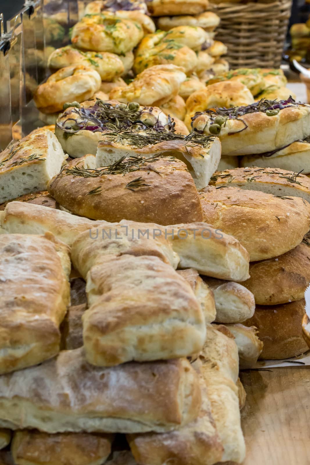 Artisan bread on sale on a market stall in London