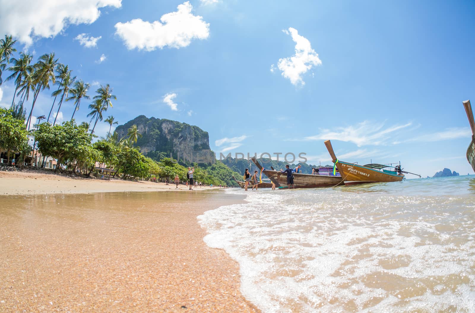 KRABI,THAILAND - DEC 6 2015 The beach AO Nang beach one of the main Thai resort