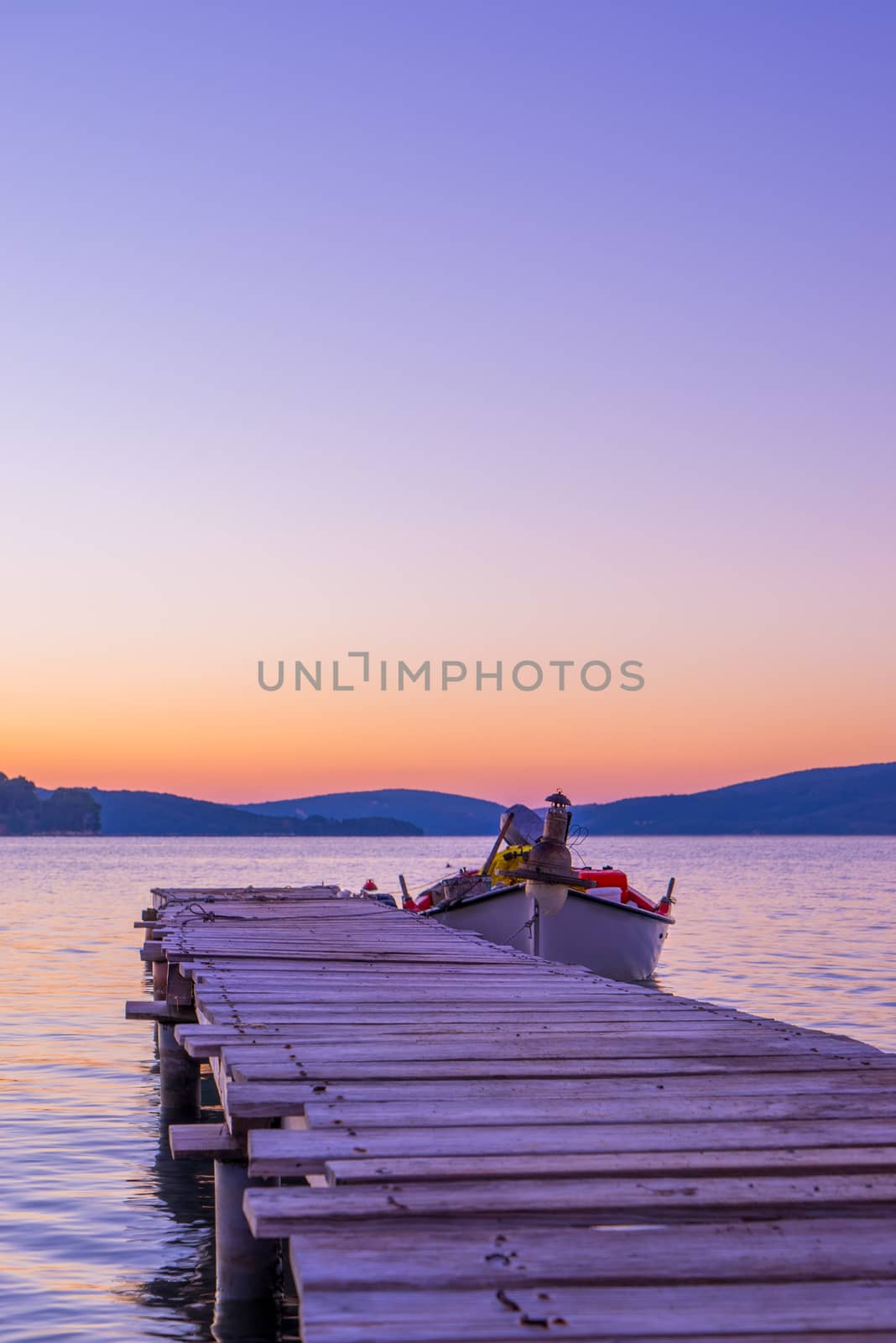 Sunrise on the bay of Nidri in Lefkas island Greece