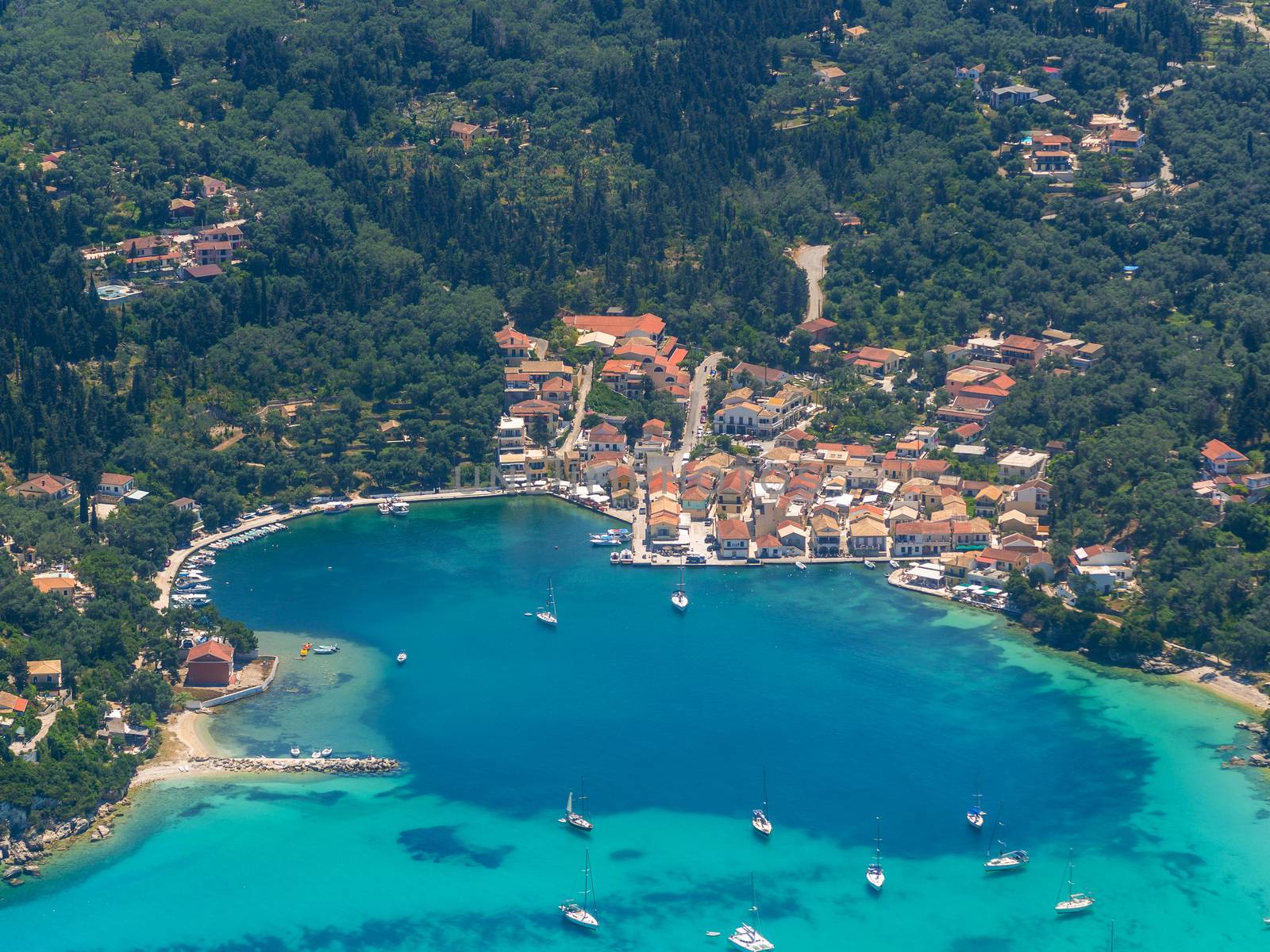 Aerial view of Paxos island Greece