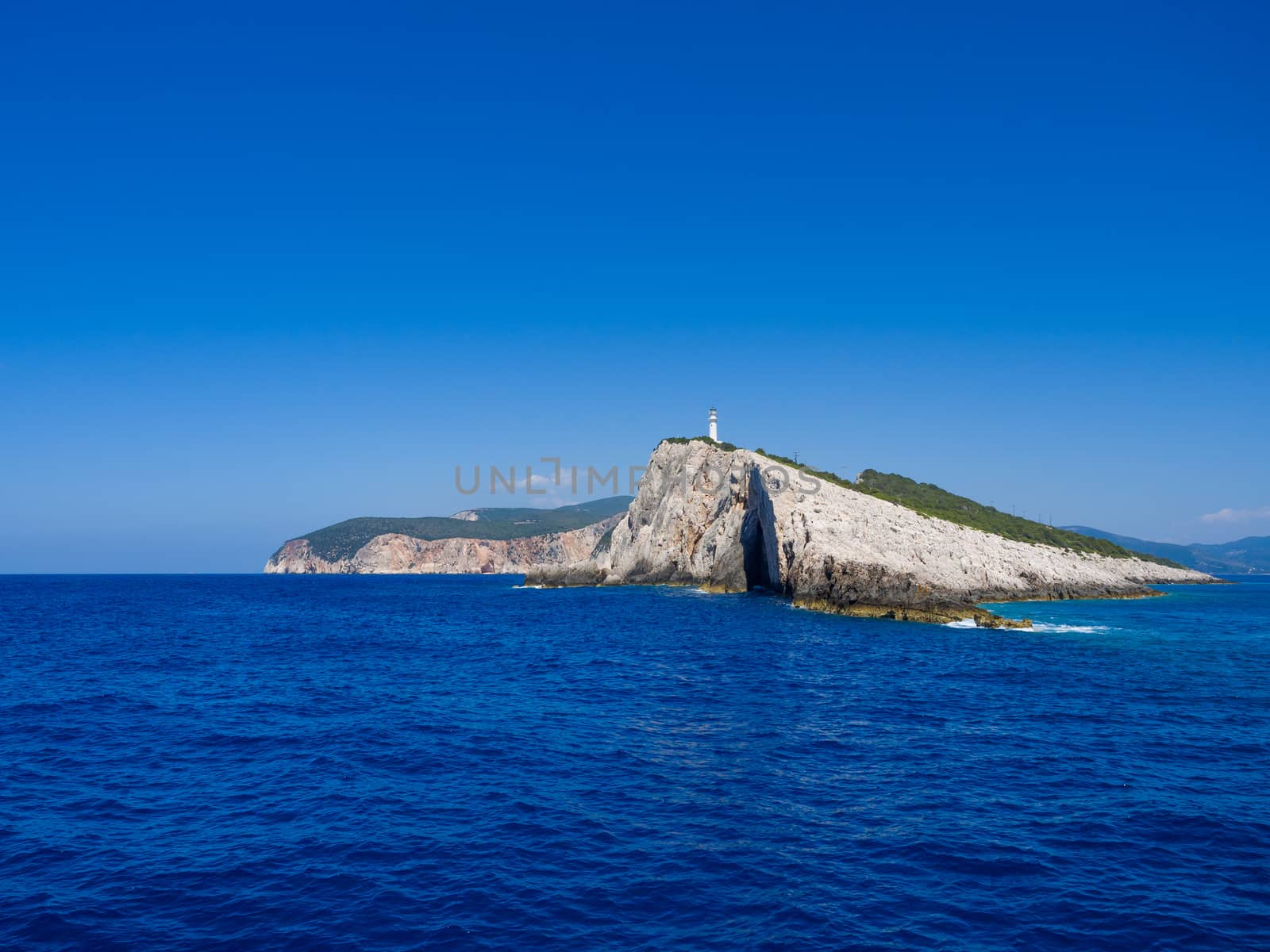 Cape lighthouse of Lefkas island in Greece