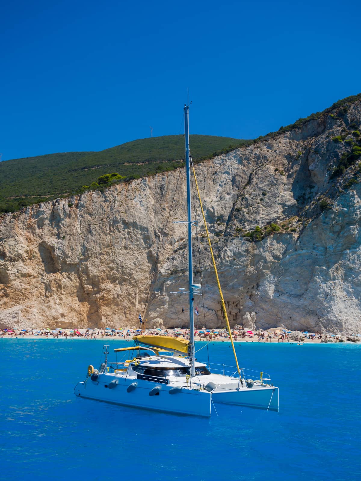 Sailing yacht in Porto Katsiki Lefkada Greece