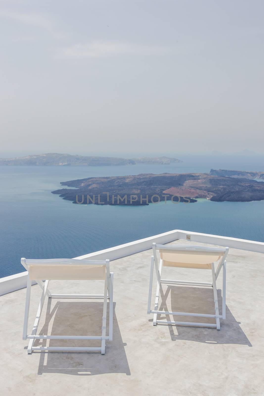 Santorini balconny with view at the Aegean sea