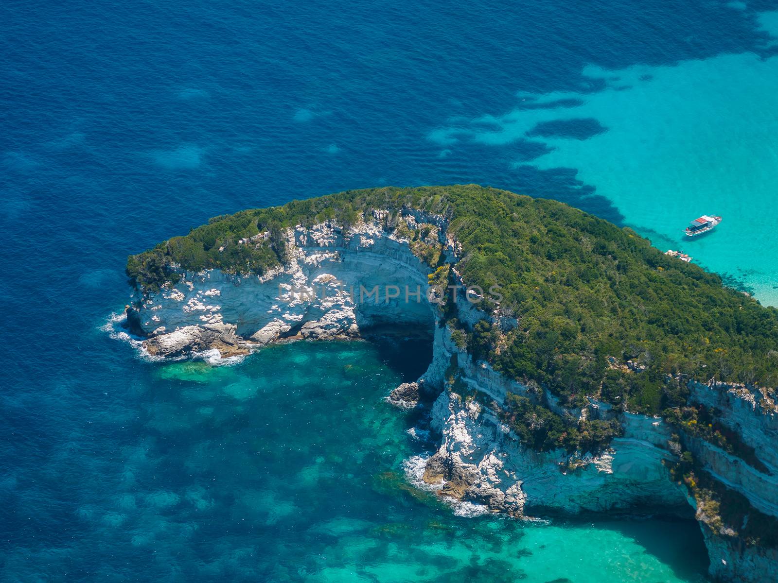 Aerial view of Paxos island Greece