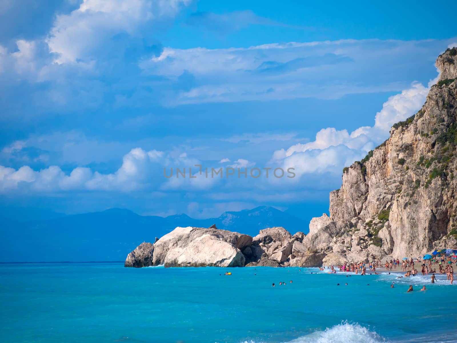 The famous Kathisma beach in Lefkada Greece