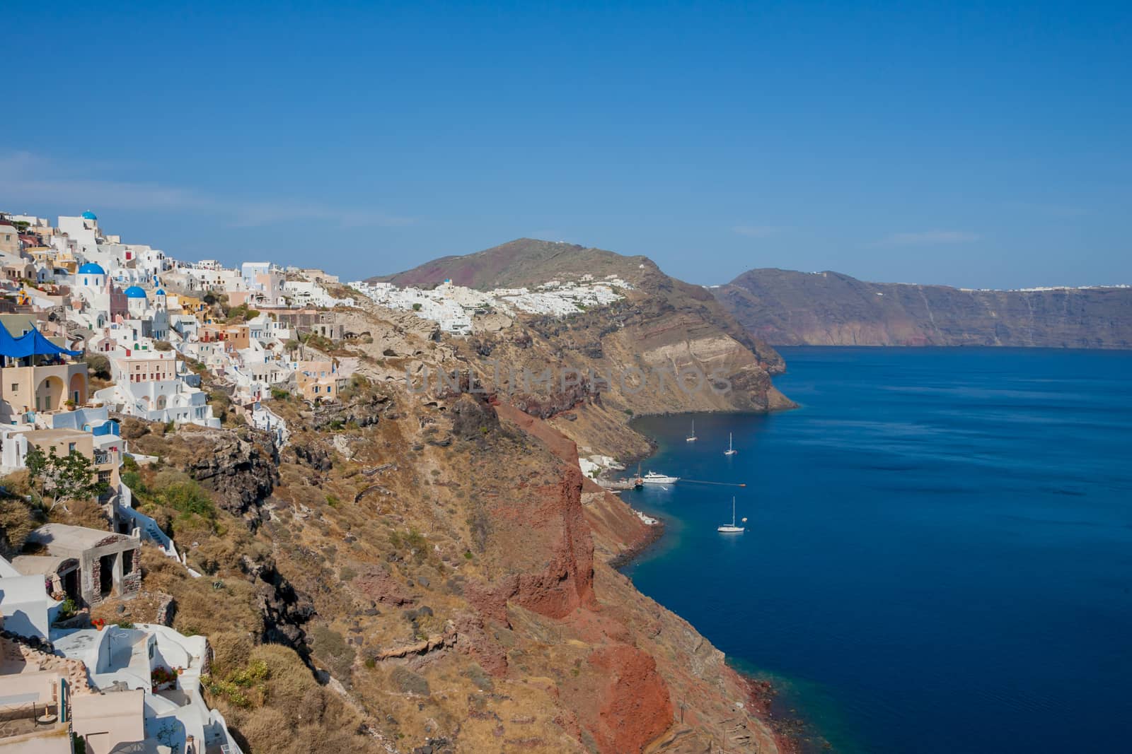 View on Oia in Santorini Greece