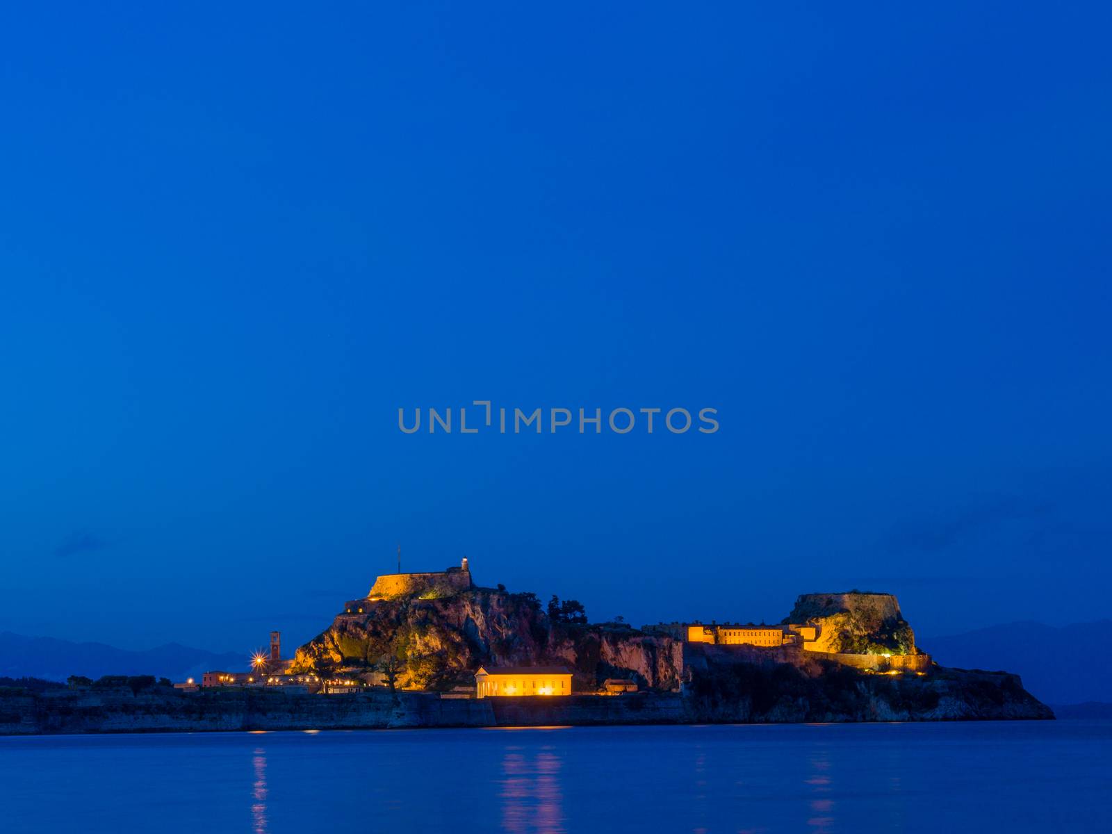 Hellenic temple and old castle at Corfu by Netfalls